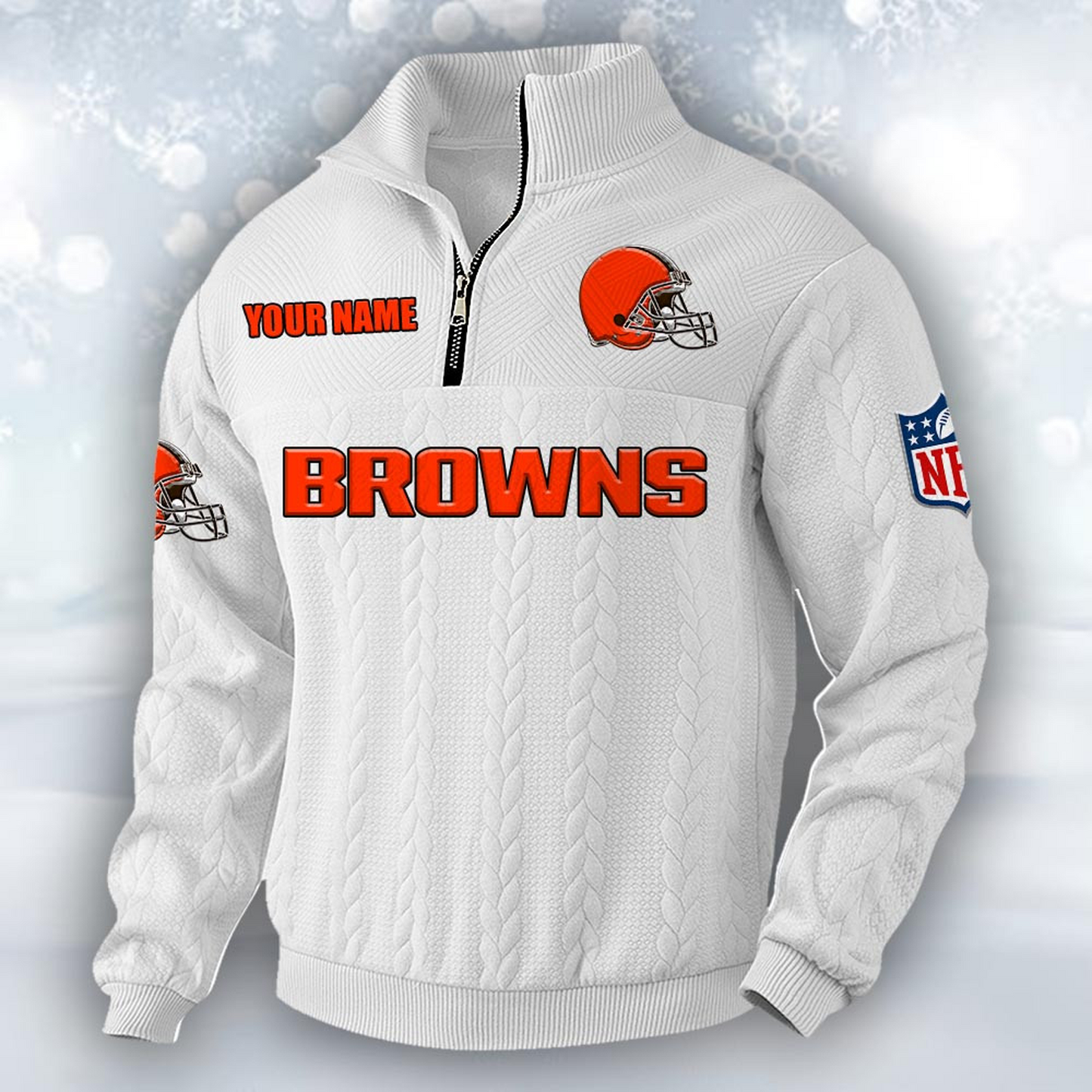 Premium CLE x NFL Cable Knit Quarter-Zip DATND TANTD