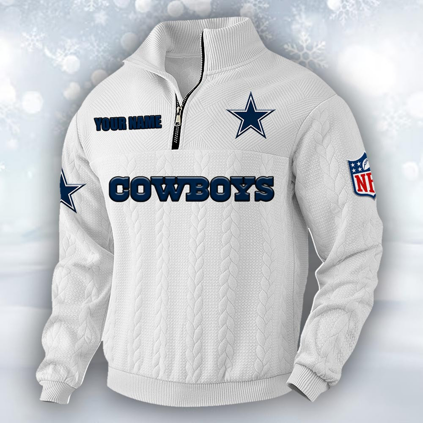 Premium DAL x NFL Cable Knit Quarter-Zip DATND TANTD