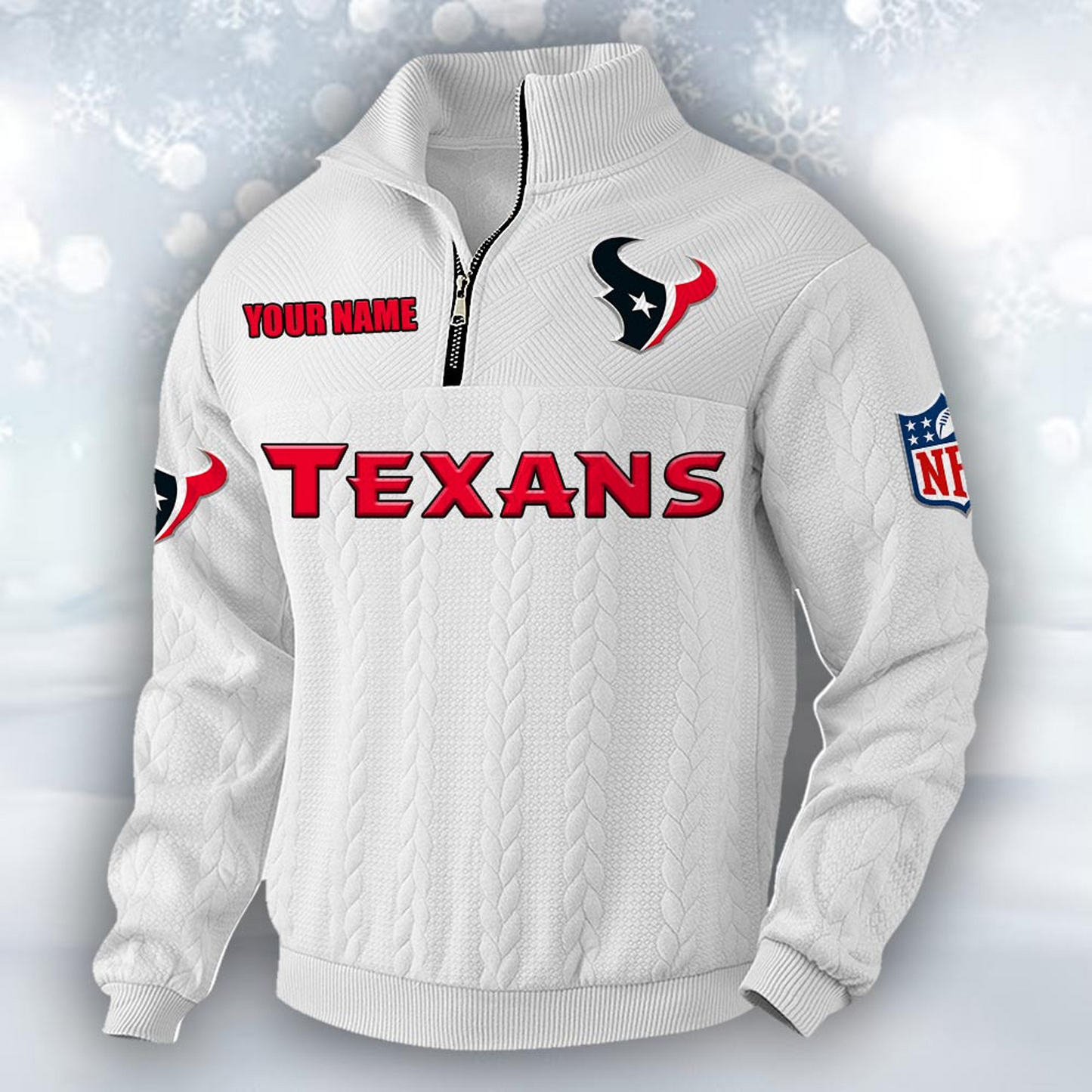 Premium HOU x NFL Cable Knit Quarter-Zip DATND TANTD