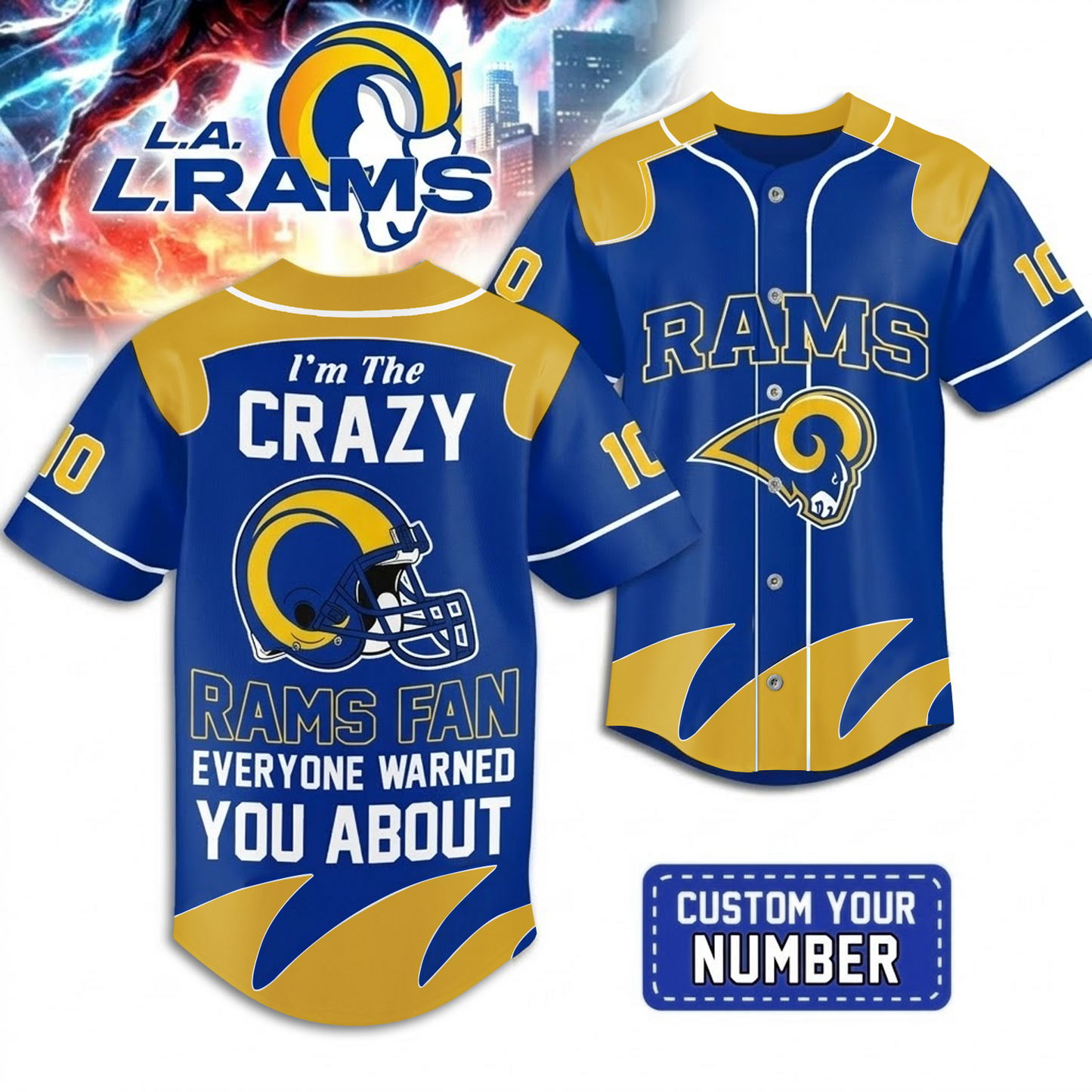 Premium LAR x NFL Crazy Football Fan Personalized Jersey DATND TANTD