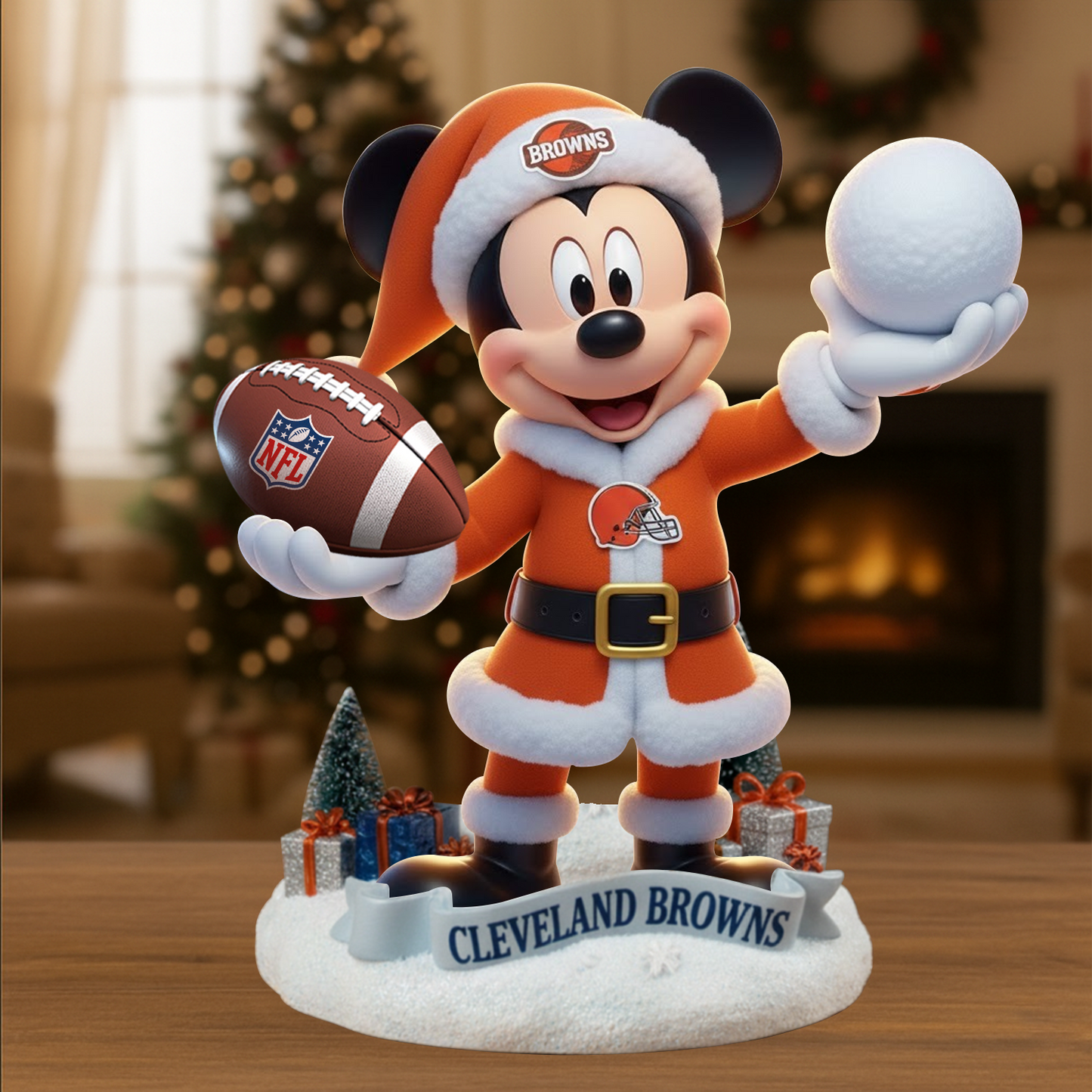Premium NFL CLE x MIC Christmas Arcylic Plaque DATND TANTD