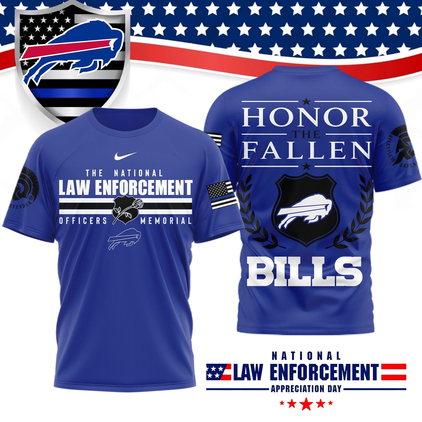 Premium NFL X BUF The National Law Enforcement 3D Shirt NDT LVH 050626