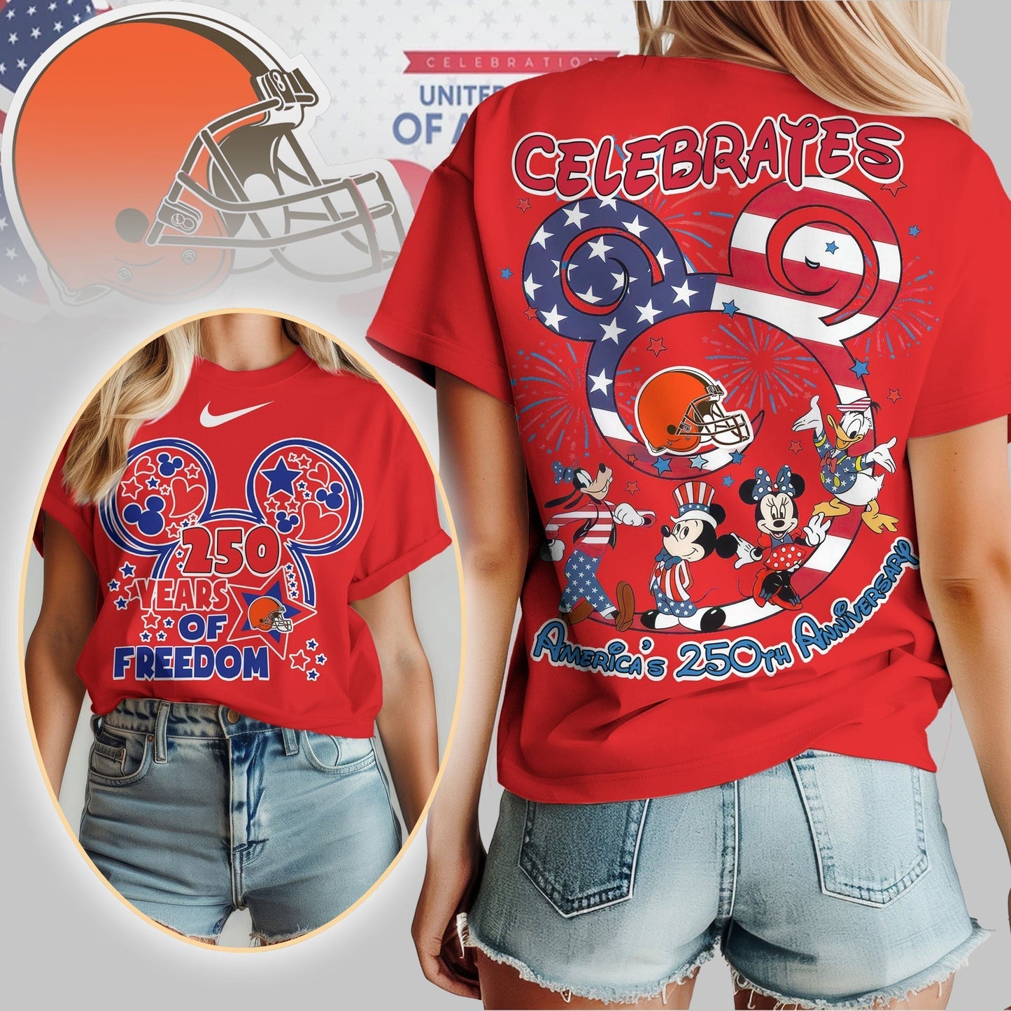 Premium NFL X CB Mouse Celebrates America 250th Anniversary Women Shirt NDT LVH