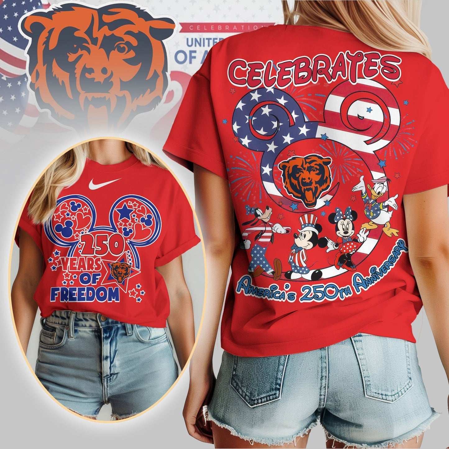Premium NFL X CB1 Mouse Celebrates America 250th Anniversary Women Shirt NDT LVH