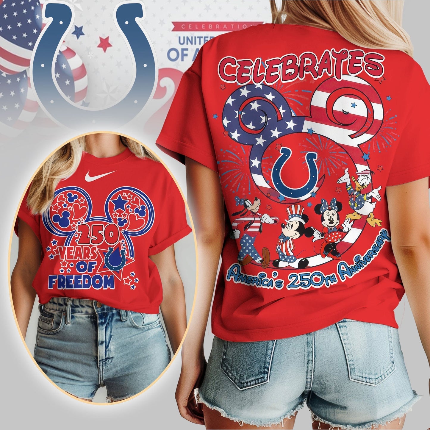 Premium NFL X IC Mouse Celebrates America 250th Anniversary Women Shirt NDT LVH