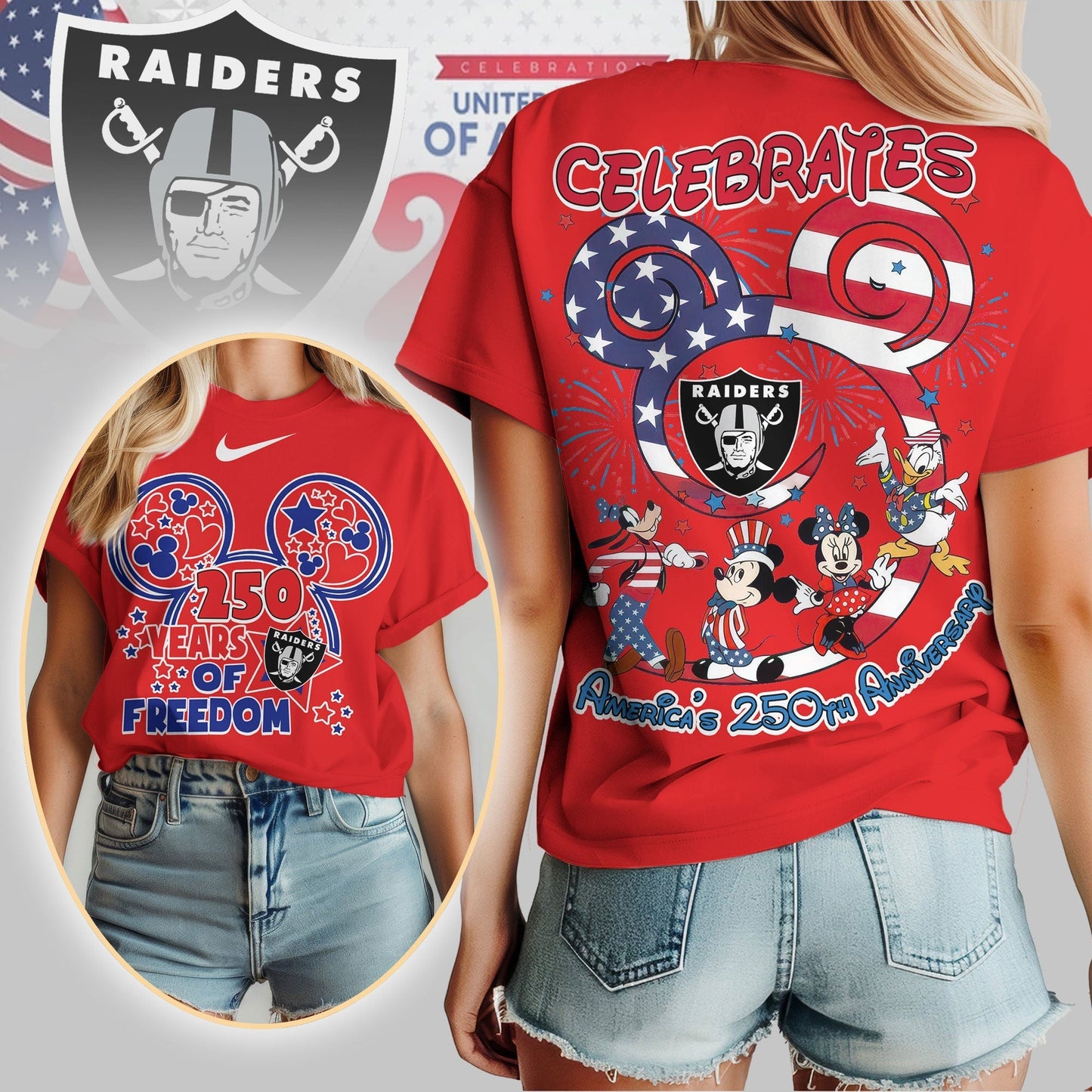 Premium NFL X LVR Mouse Celebrates America 250th Anniversary Women Shirt NDT LVH