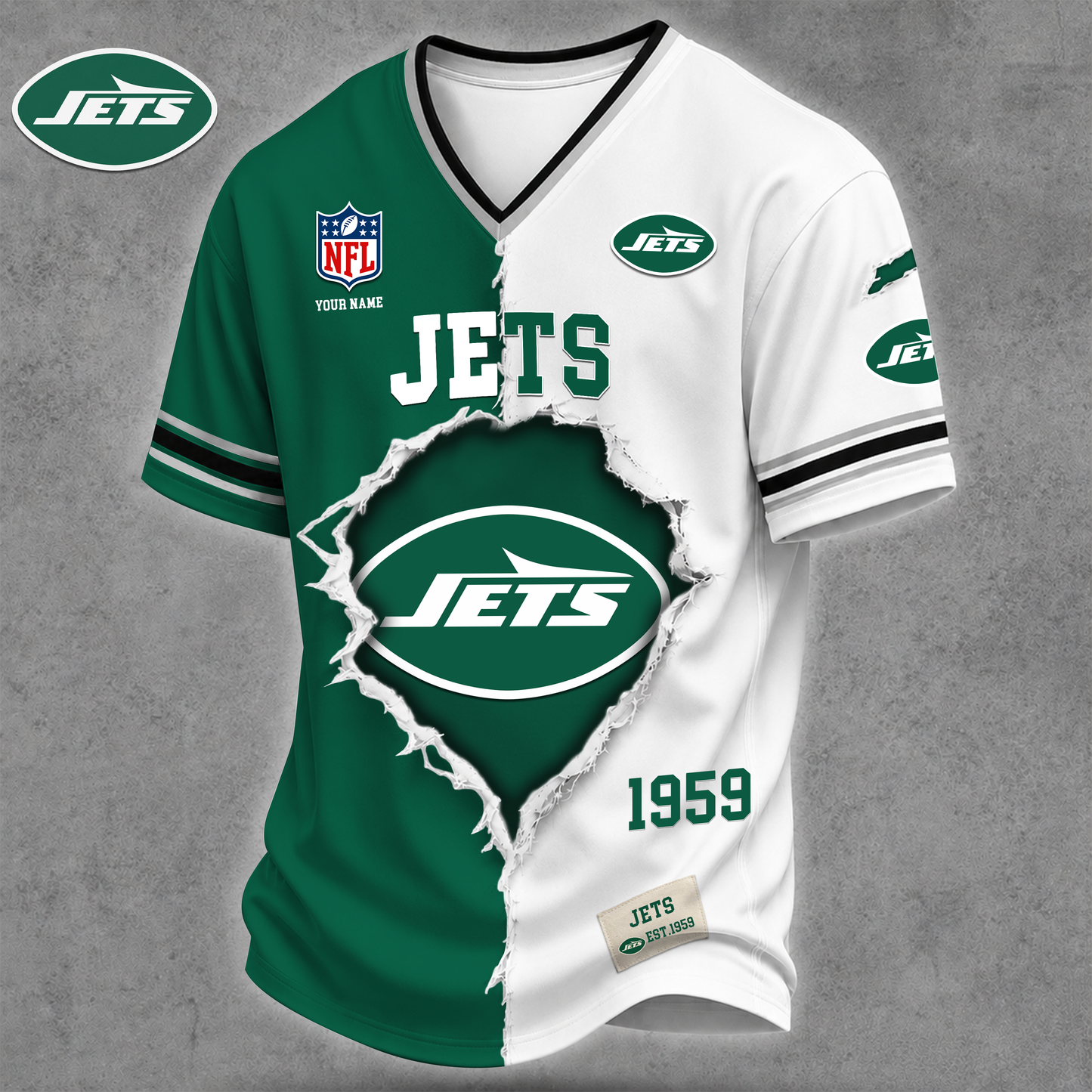 Premium NFL X NYJ Game Day Streetwear V-neck Shirt NDT VHM 040626