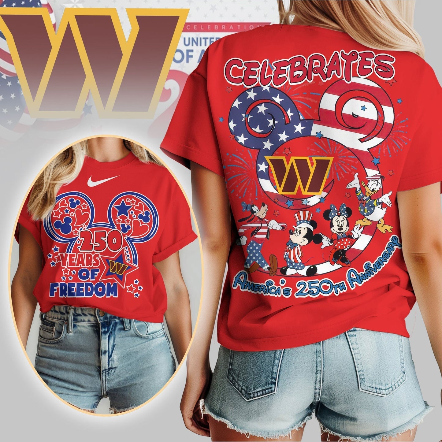Premium NFL X WC Mouse Celebrates America 250th Anniversary Women Shirt NDT LVH
