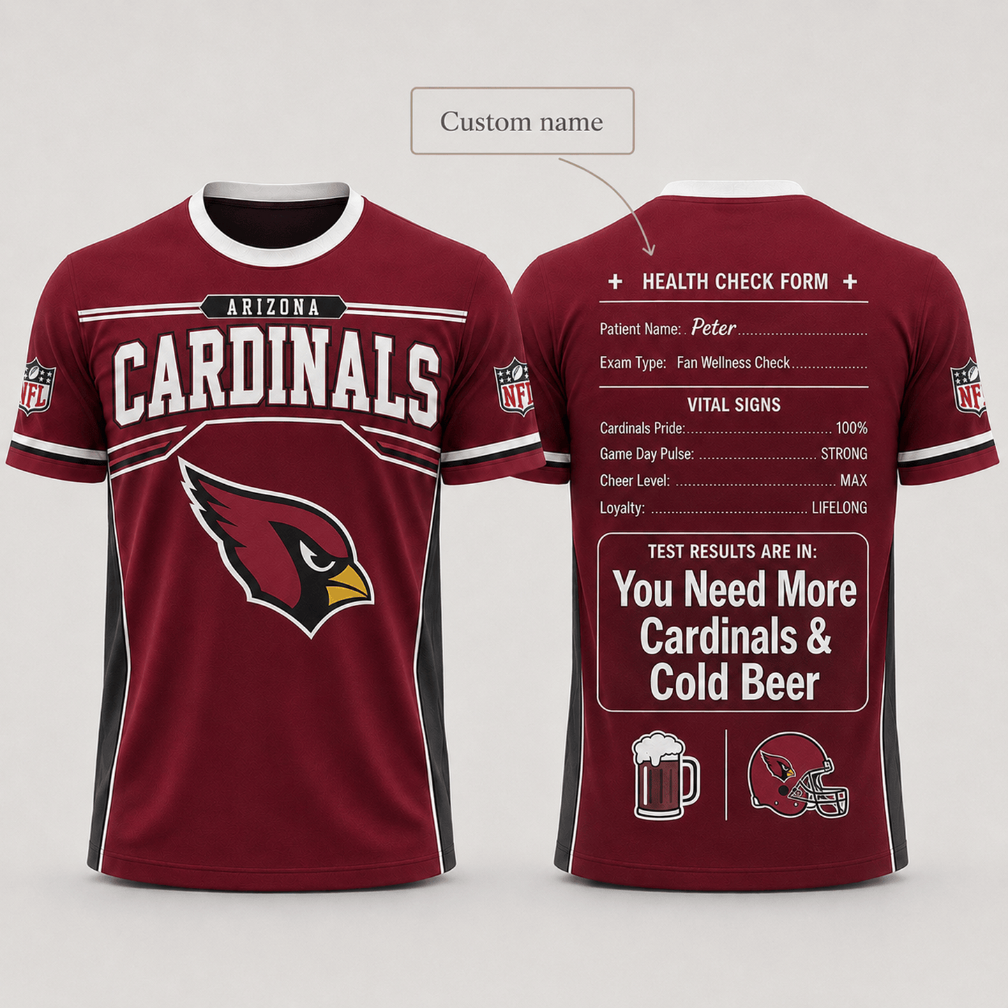 Premium NFL x ARI Funny Personalized Health Check Form 3D Shirt Football Enthusiasts 040726