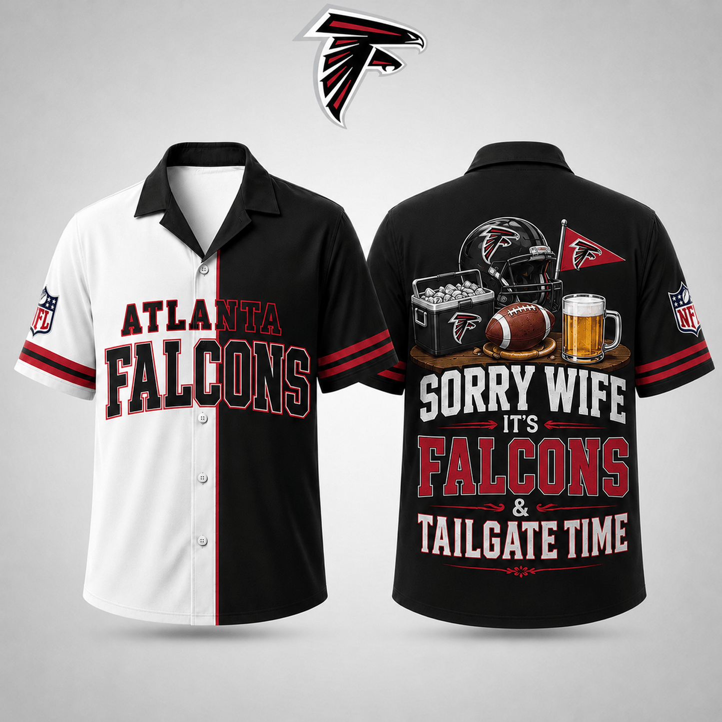 Premium NFL x ATL Funny Football Fan Hawaiian Shirt Sorry Wife It's Tailgate Time Button 300626