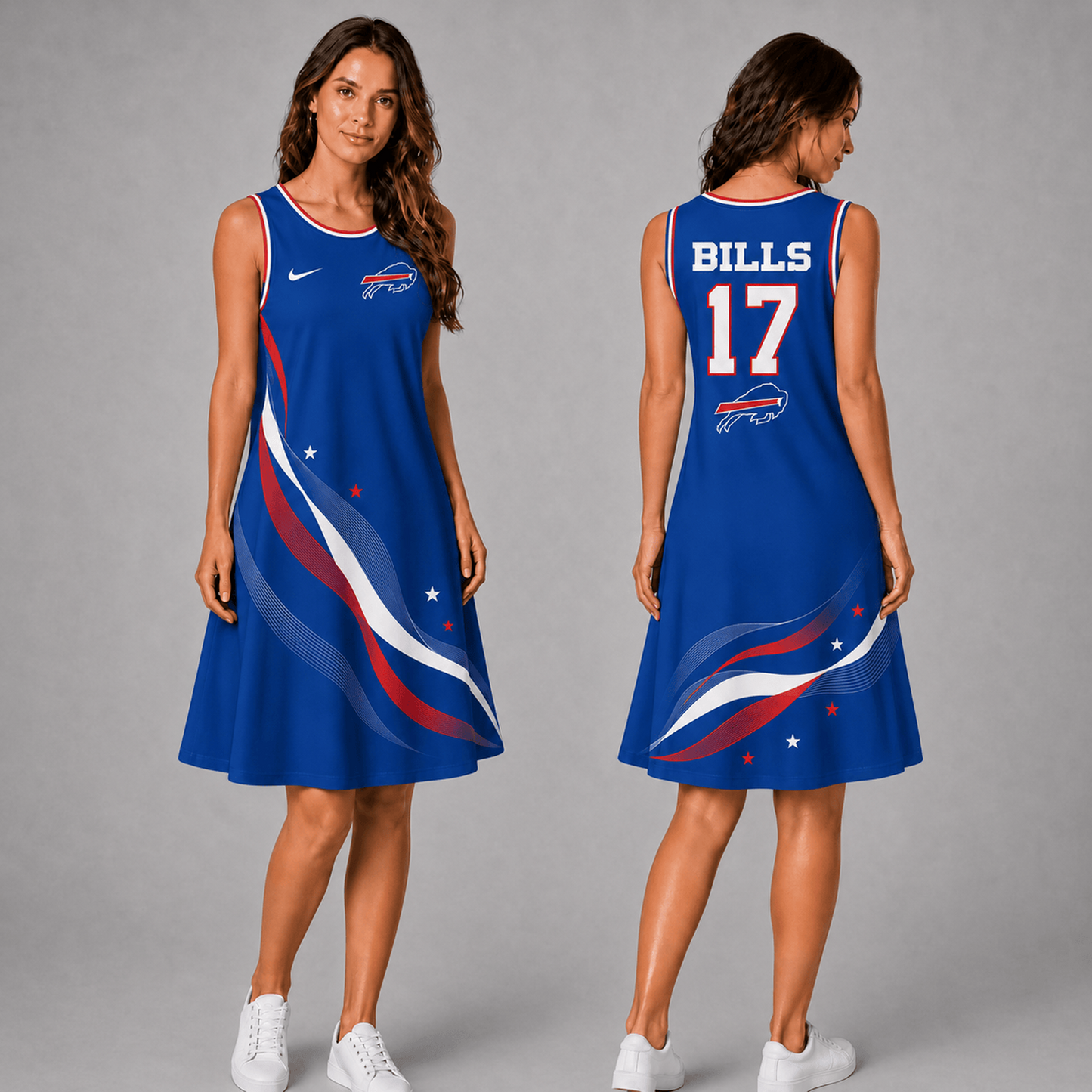 Premium NFL x BUF Style Custom Sleeveless Dress Personalized Name Number 180626