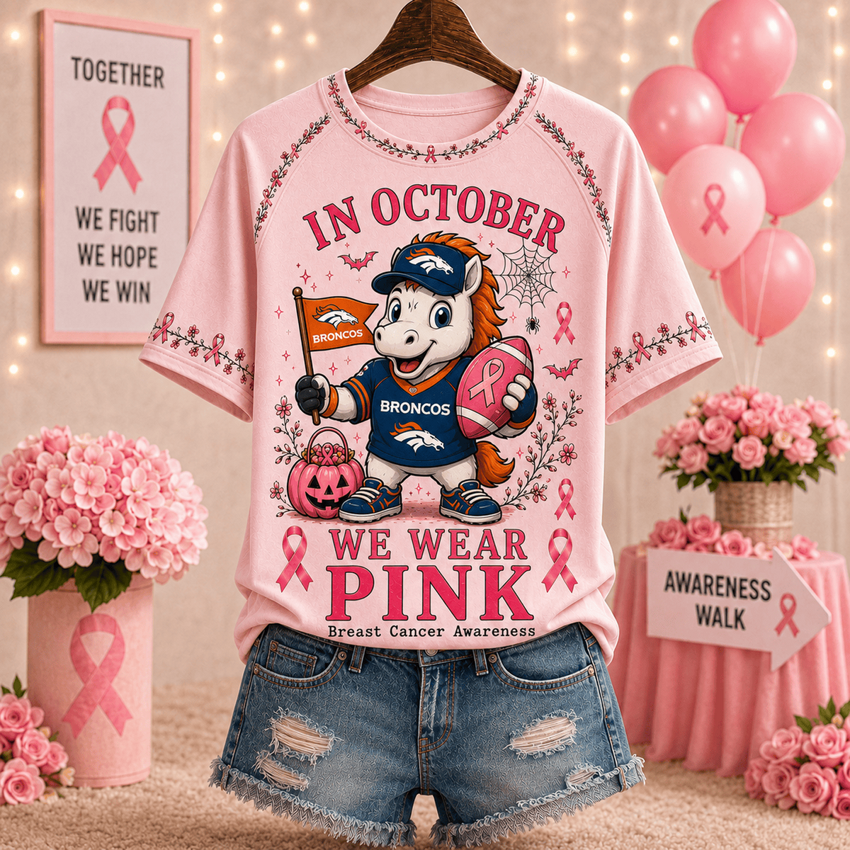 Premium NFL x DEN In October We Wear Pink V-neck