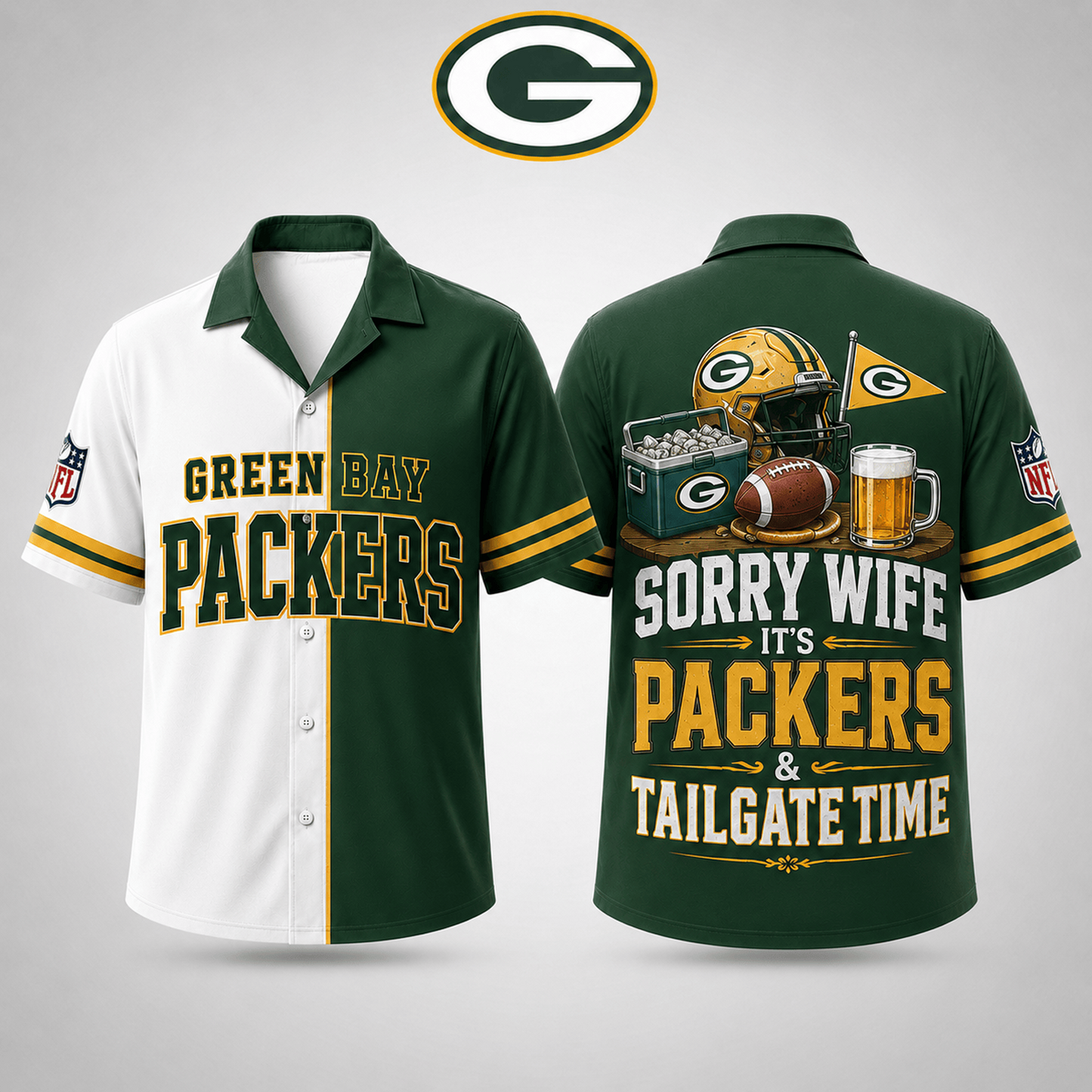 Premium NFL x GB Funny Football Fan Hawaiian Shirt Sorry Wife It's Tailgate Time Button 300626
