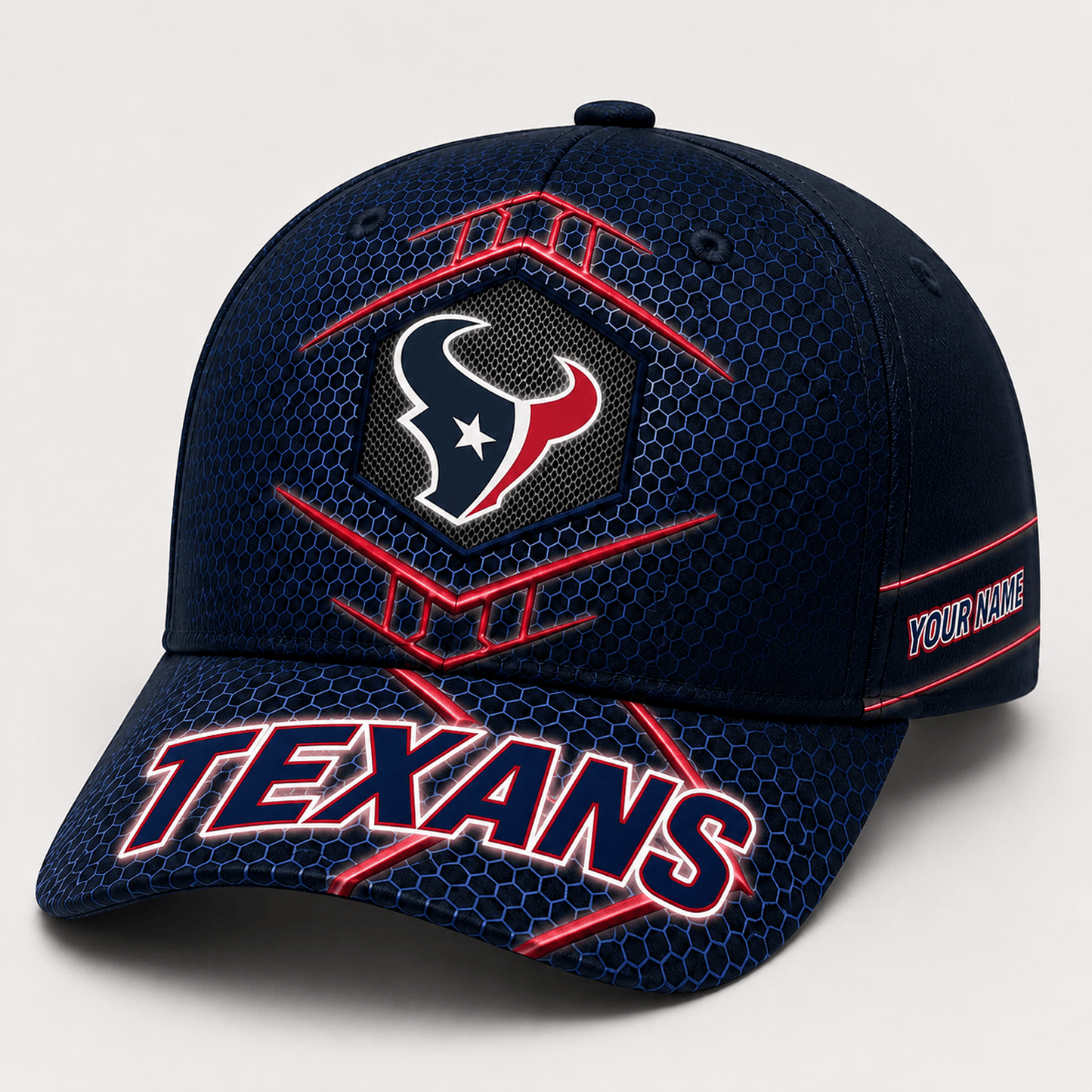 Premium NFL x HOU Honeycomb Custom Name Cap for Loyal Fans