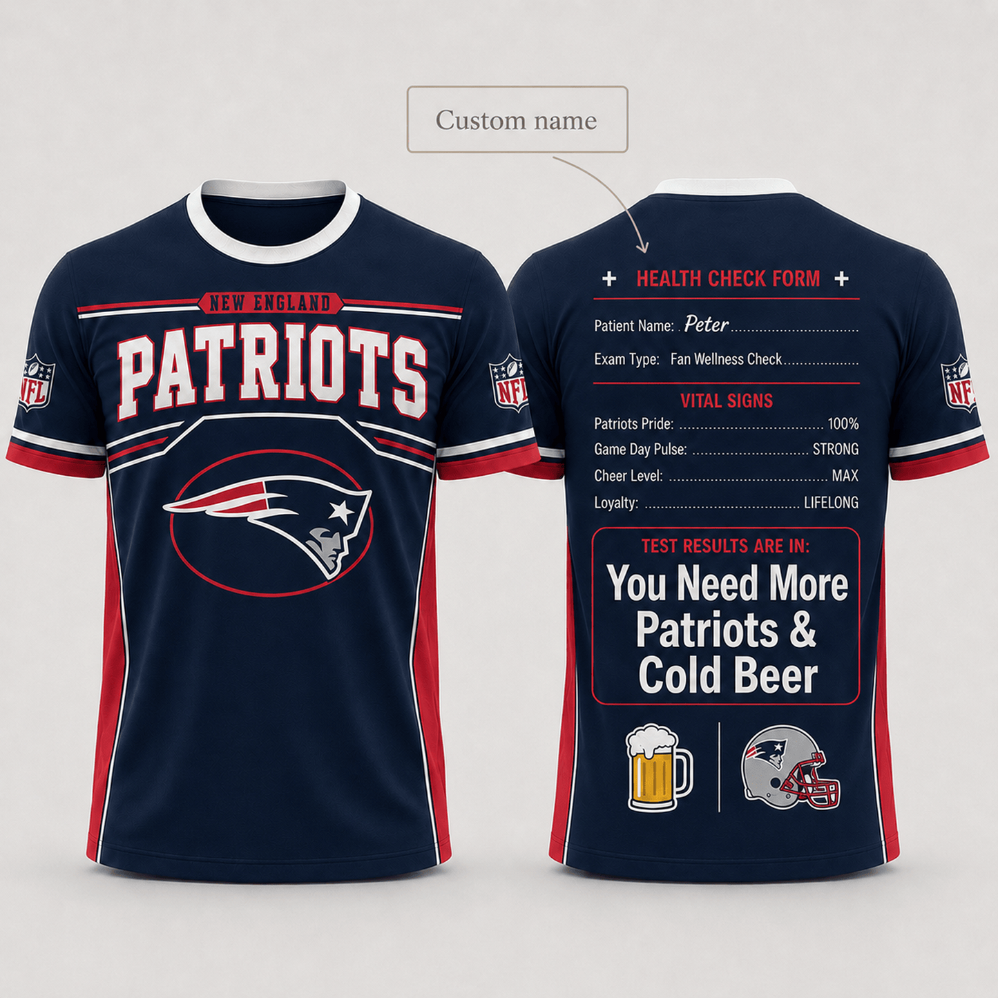 Premium NFL x NEP Funny Personalized Health Check Form 3D Shirt Football Enthusiasts 040726