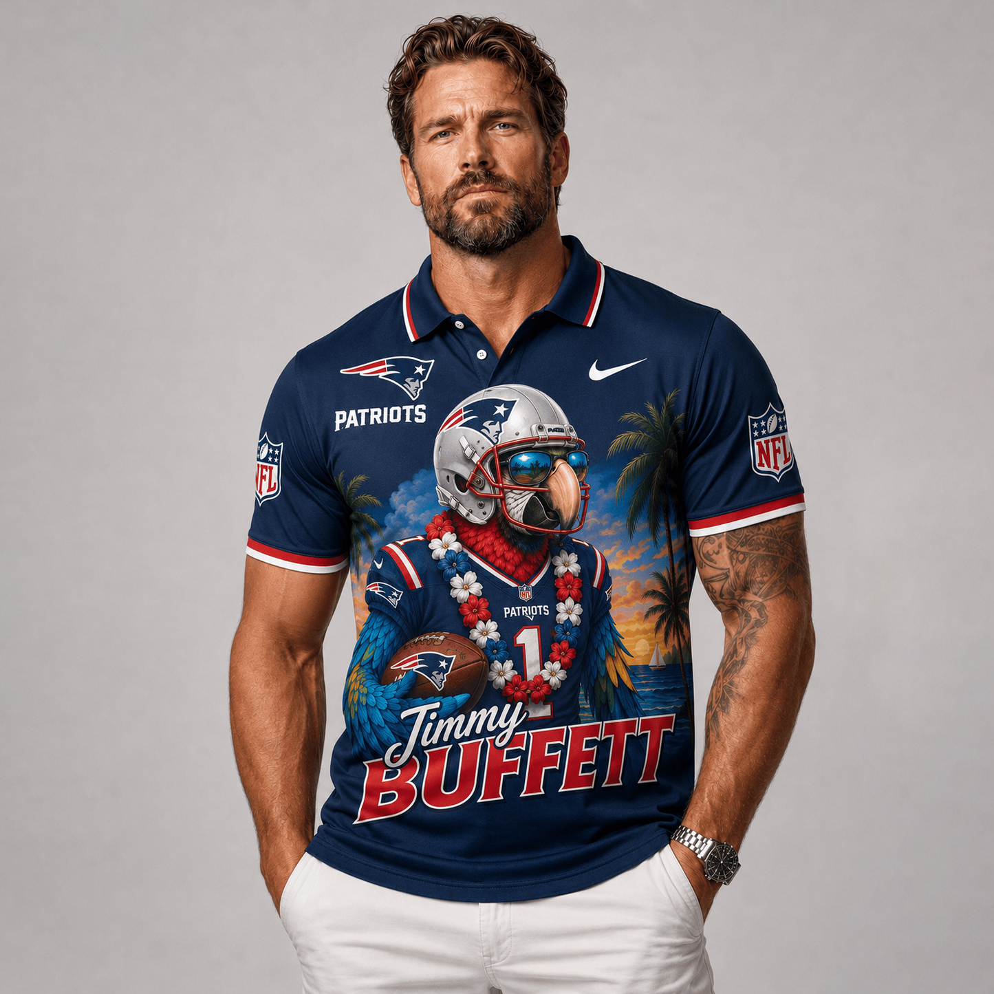 Premium NFL x NEP Tropical Parrot Performance Polo Shirt 180626