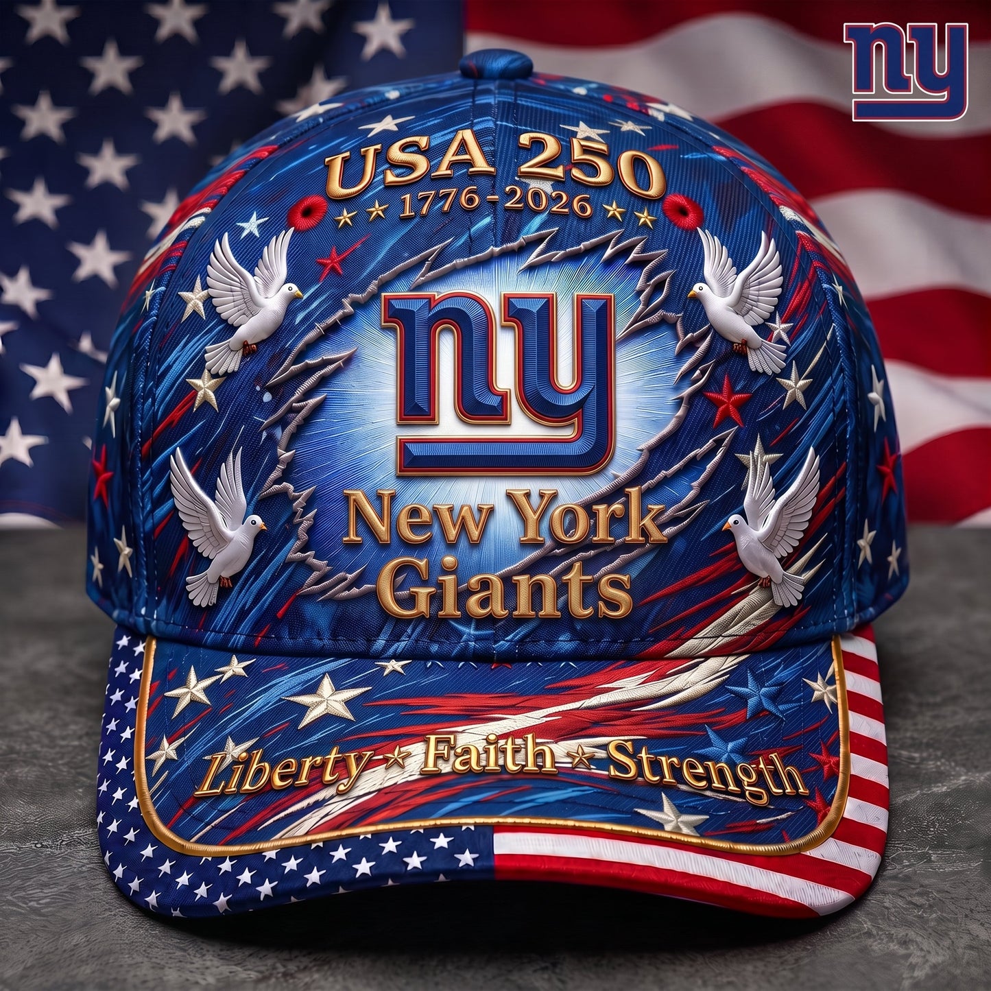 Premium NFL x NYG 250 Years Anniversary Of Freedom Cap V4 260626