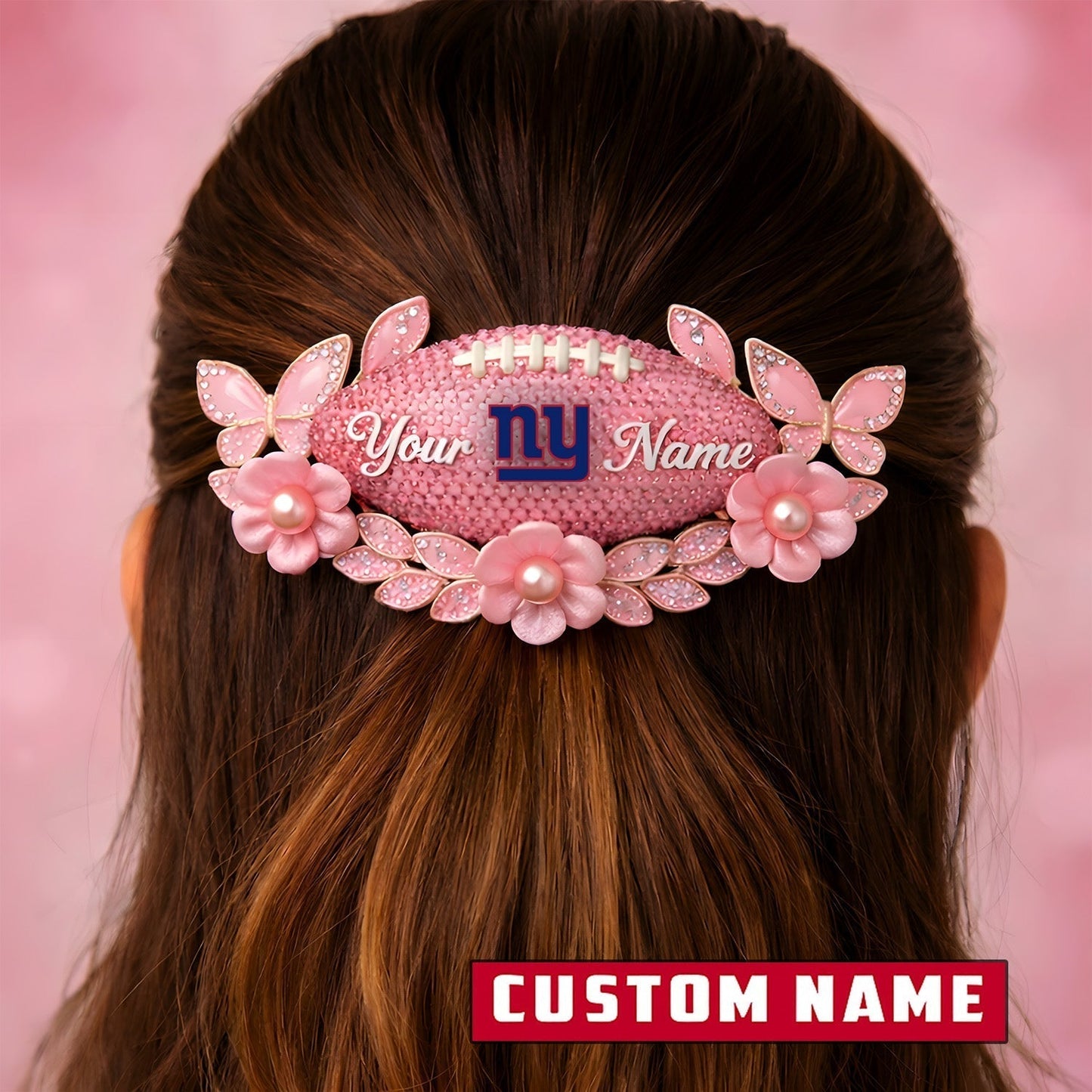 Premium NFL x New York Giants Personalized Women's Hair Pin - Valentine Edition NDT LVH