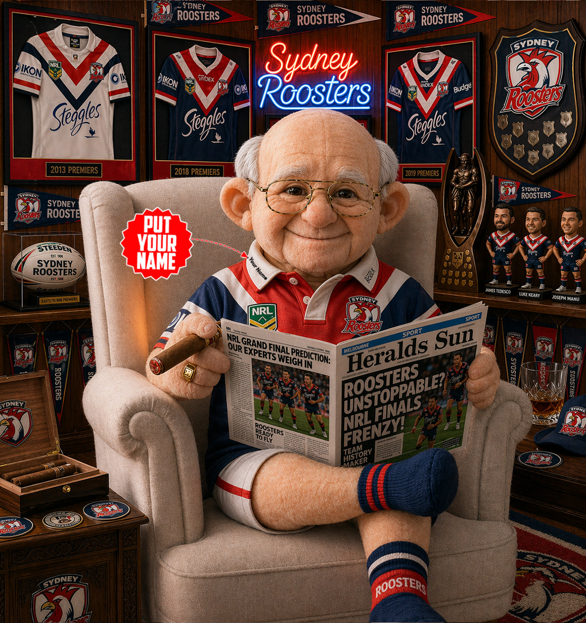 Premium NRL X SR Heritage Custome name Grandpa Collectible Plush NDT LVH 210426