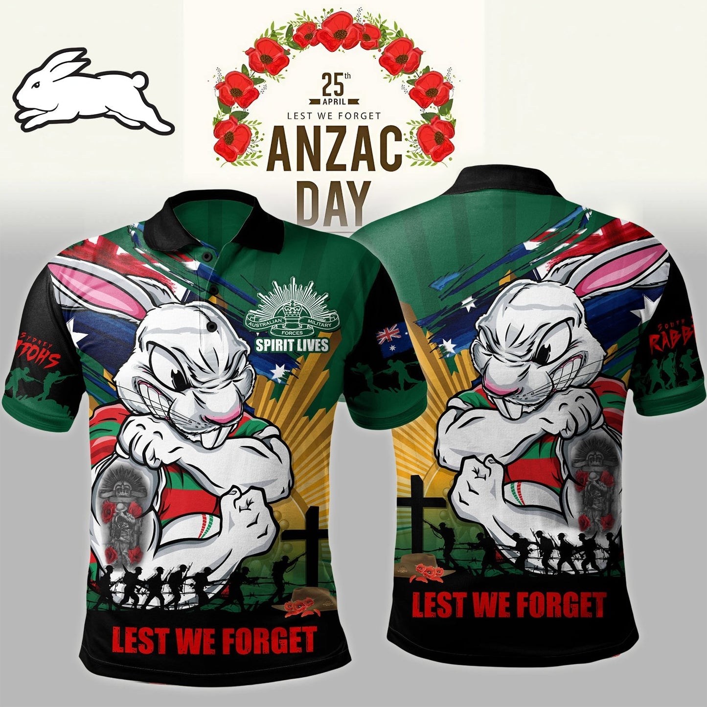 Premium NRL X SSR Polo Shirt Fearless ANZAC Defender NDT NHM