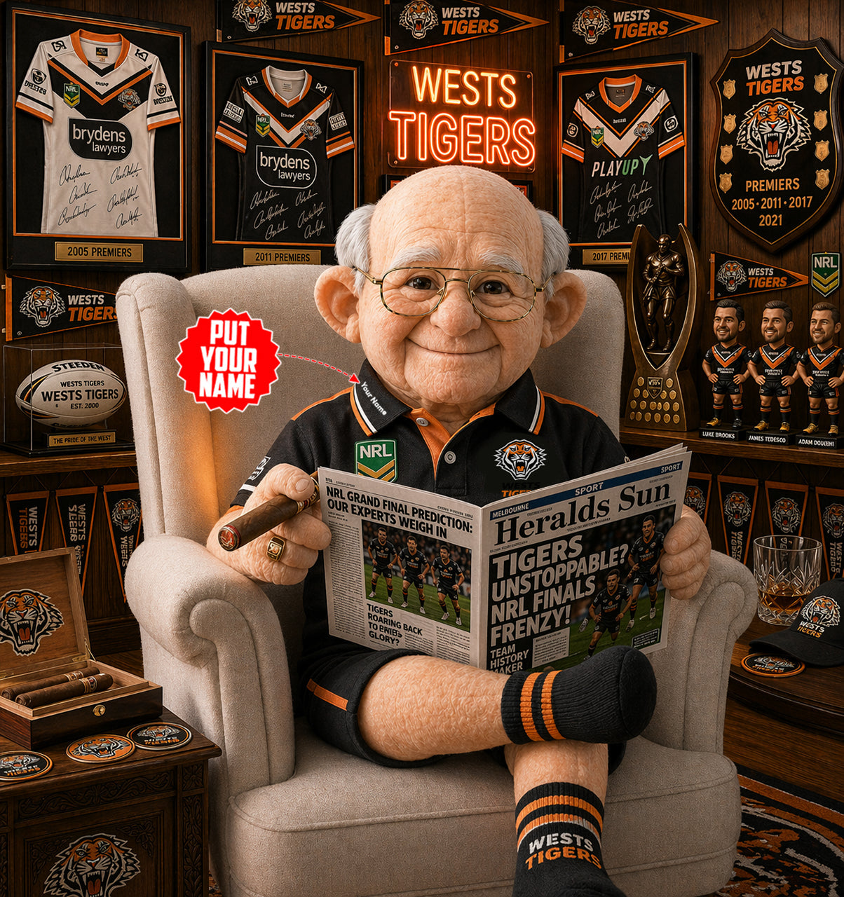 Premium NRL X WT Heritage Custome name Grandpa Collectible Plush NDT LVH 210426