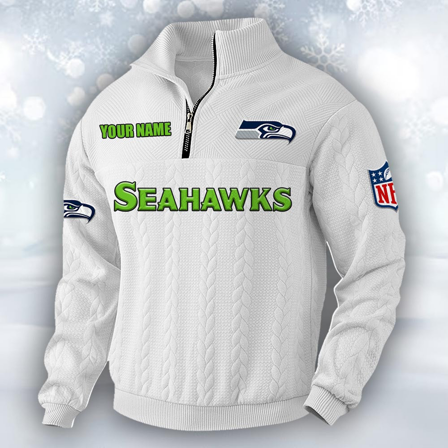 Premium SEA x NFL Cable Knit Quarter-Zip DATND TANTD