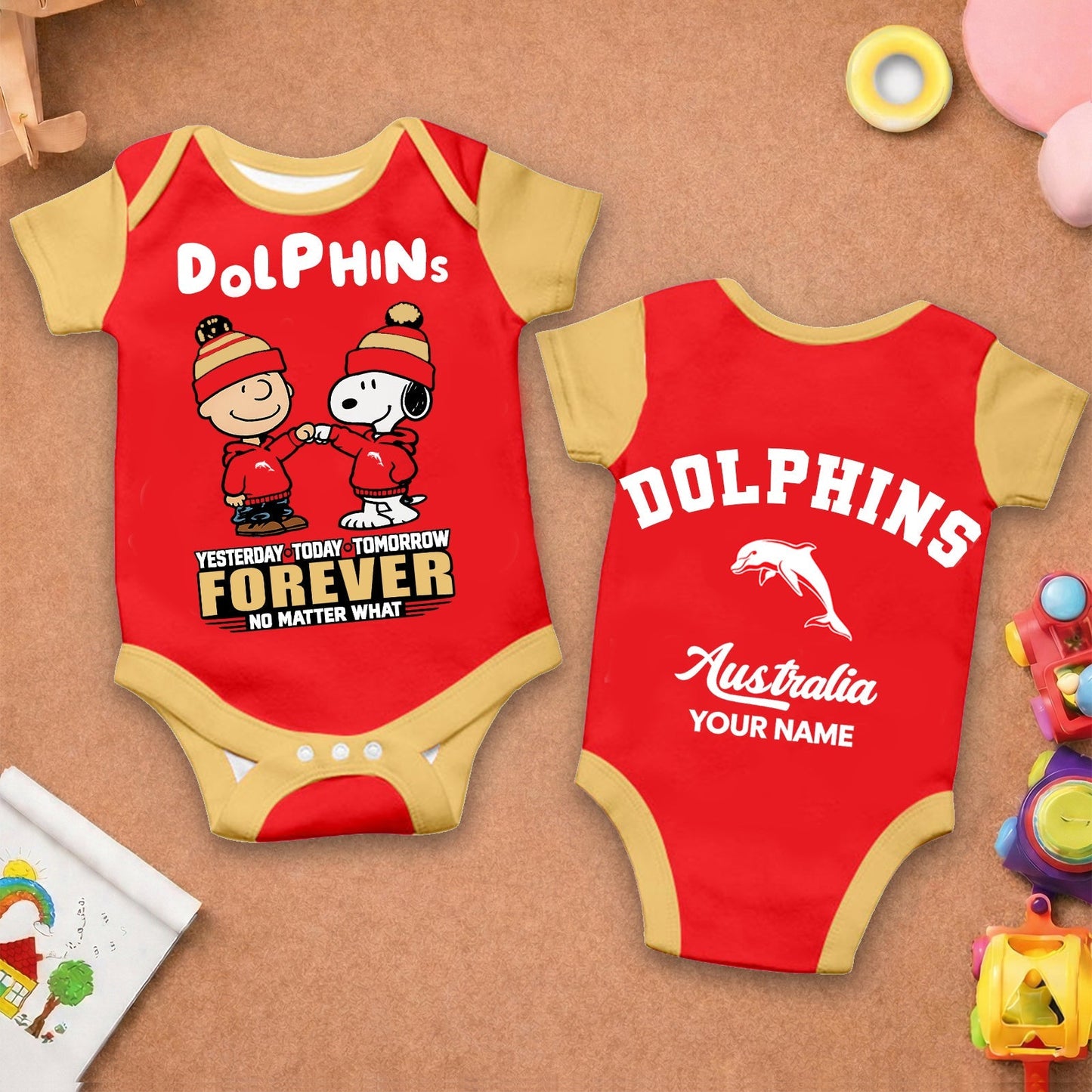 Premium NRL x DOL New Baby Romper Peanuts Custom Name For Kids NDT LVH 110326