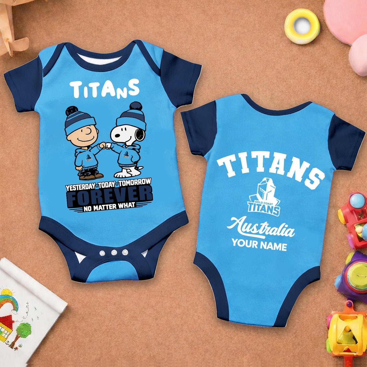 Premium NRL x GCT New Baby Romper Peanuts Custom Name For Kids NDT LVH 110326