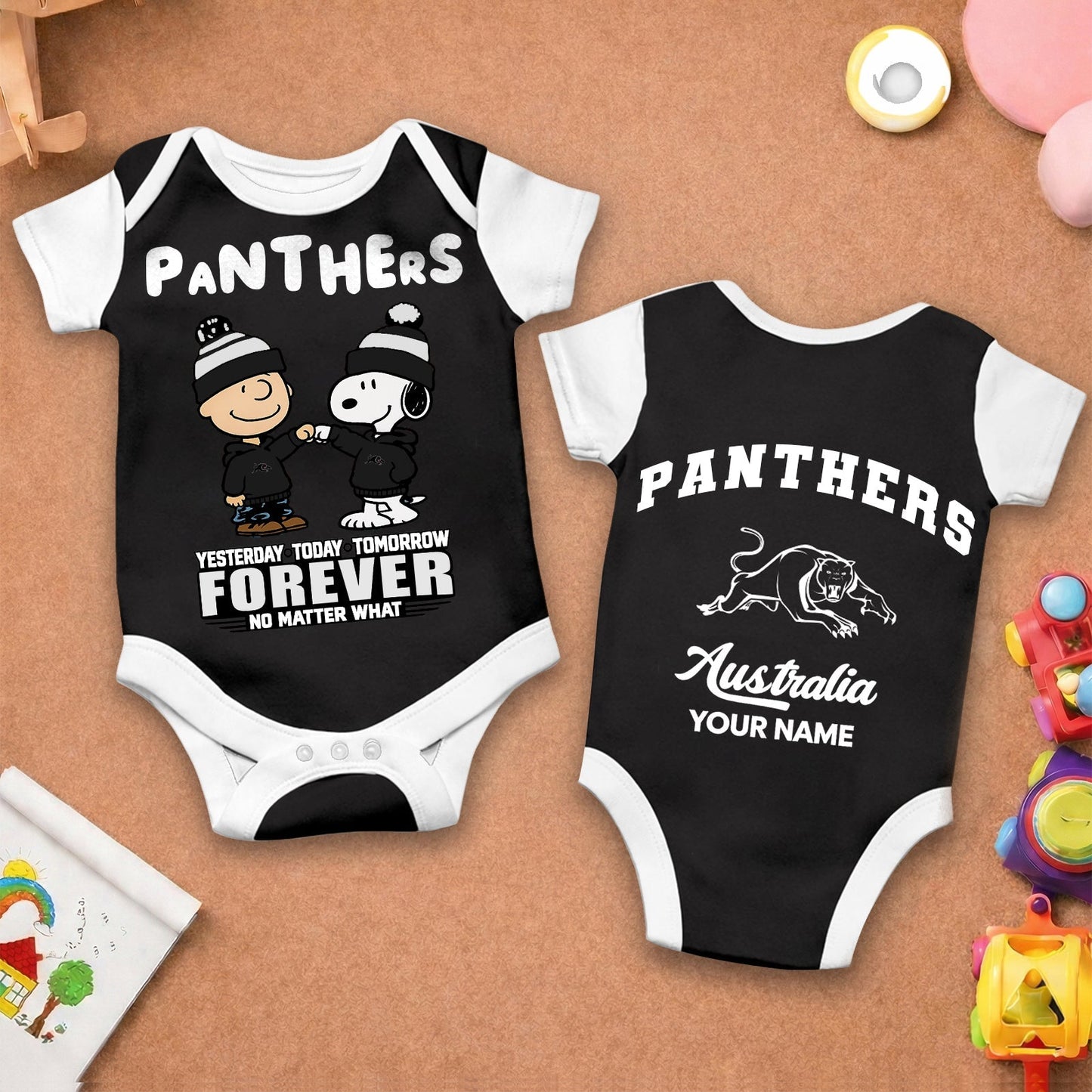 Premium NRL x PP New Baby Romper Peanuts Custom Name For Kids NDT LVH 110326