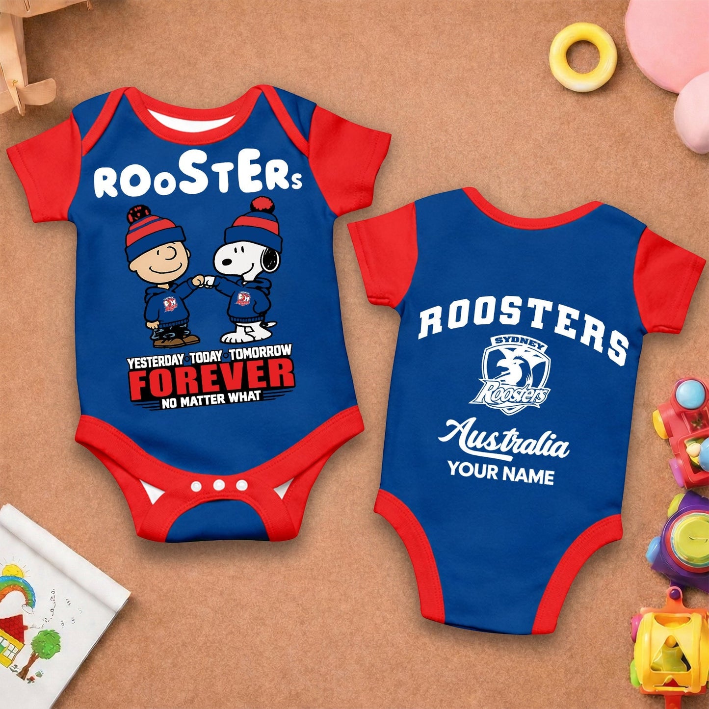Premium NRL x SR New Baby Romper Peanuts Custom Name For Kids NDT LVH 110326