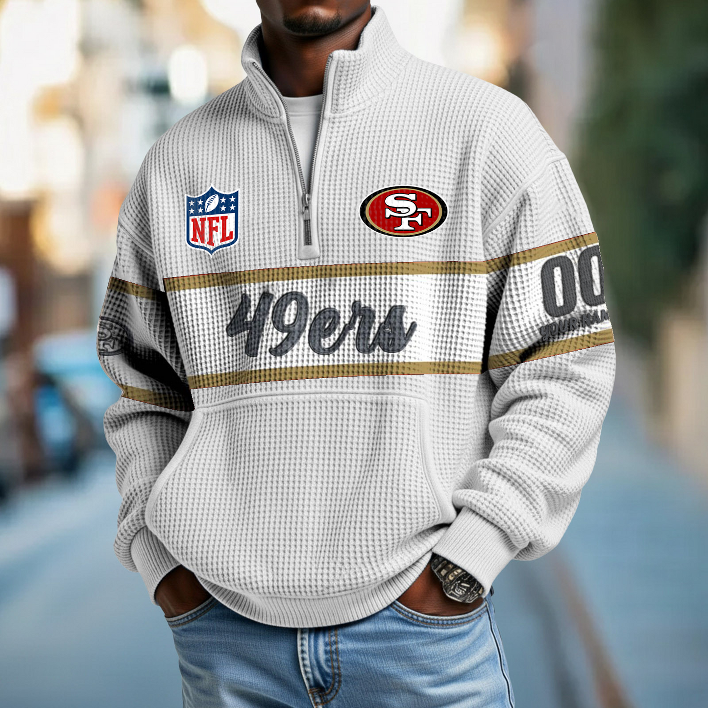 SF x NFL Quarter-Zip Waffle Pullover DATND TANTD