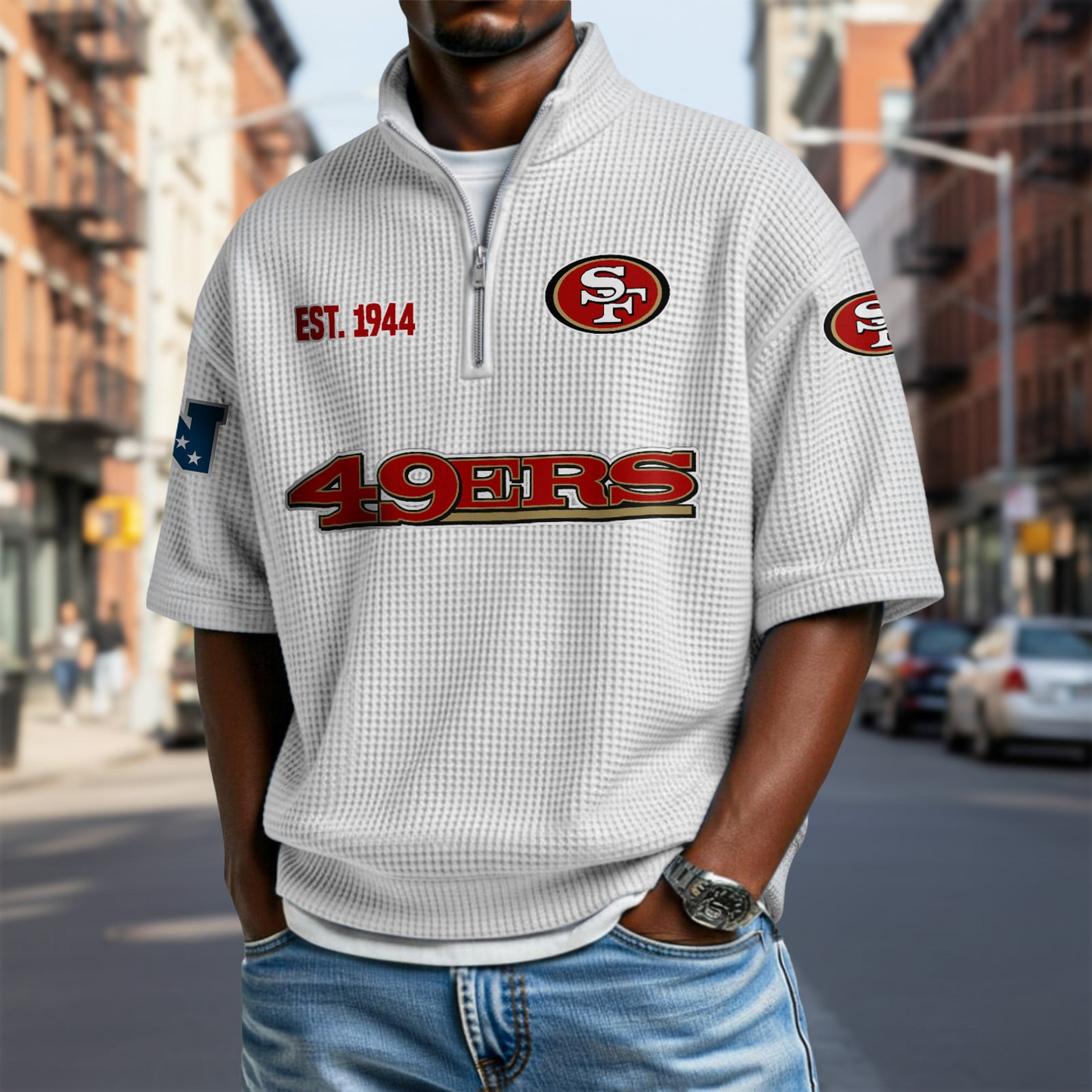 SF x NFL Waffle Short Sleeve Polo Shirt DatND DVT