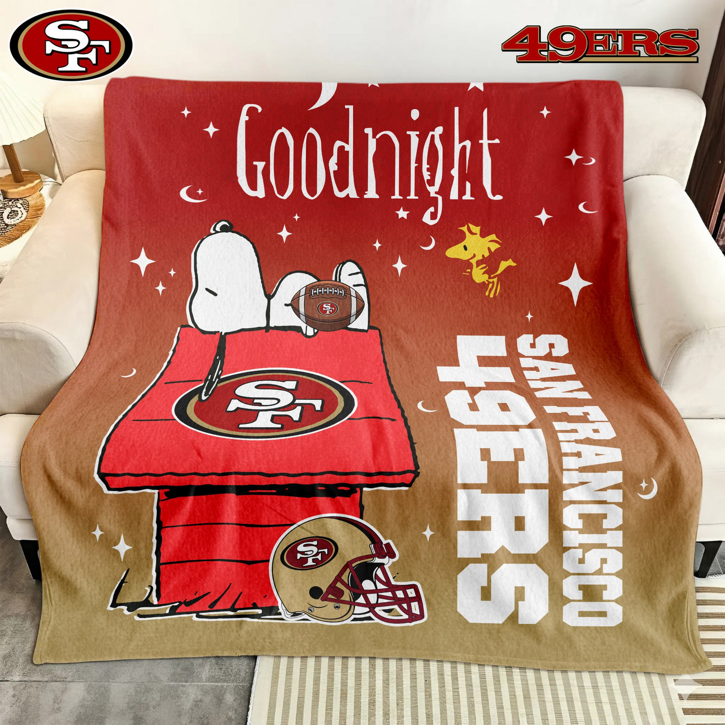 SF49 Premium NFL Snoopy Fan Blanket DDT NTL