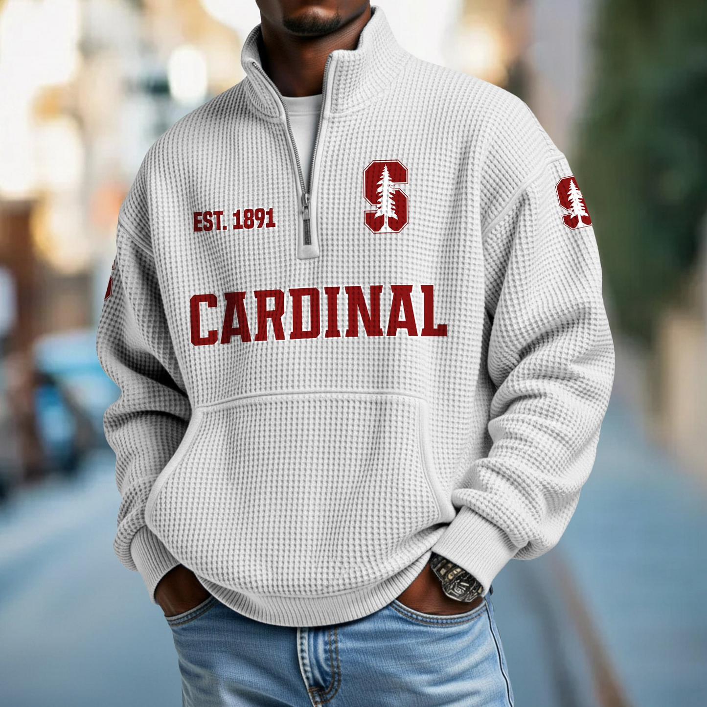 STAN x College Football - Waffle Stand Collar Half Zip Sweatshirt DatND DVT