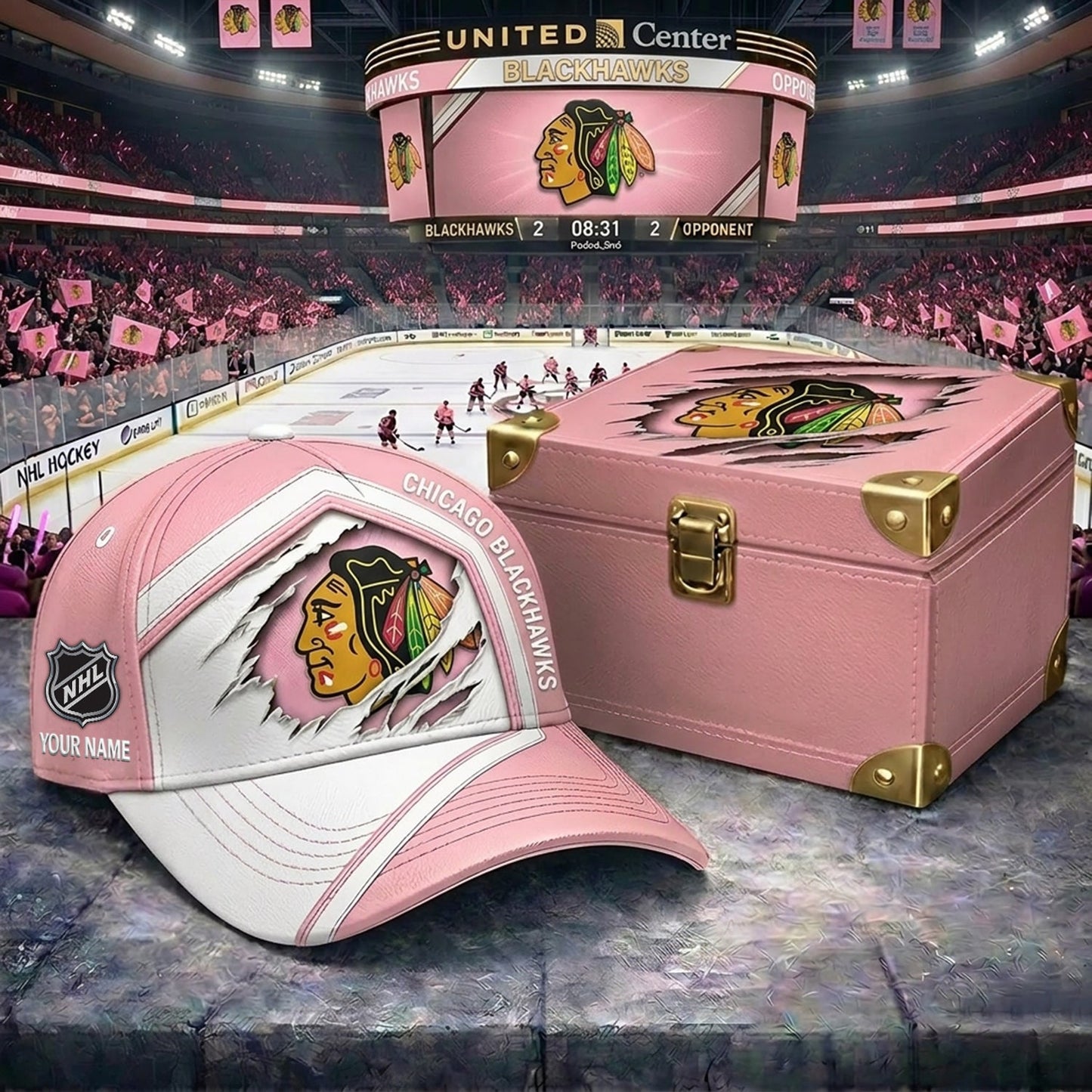 Signature Series NHL x CB BESPOKE PASTEL PINK CRACK CUSTOM NAME HAT V03 NDT NHM 280426