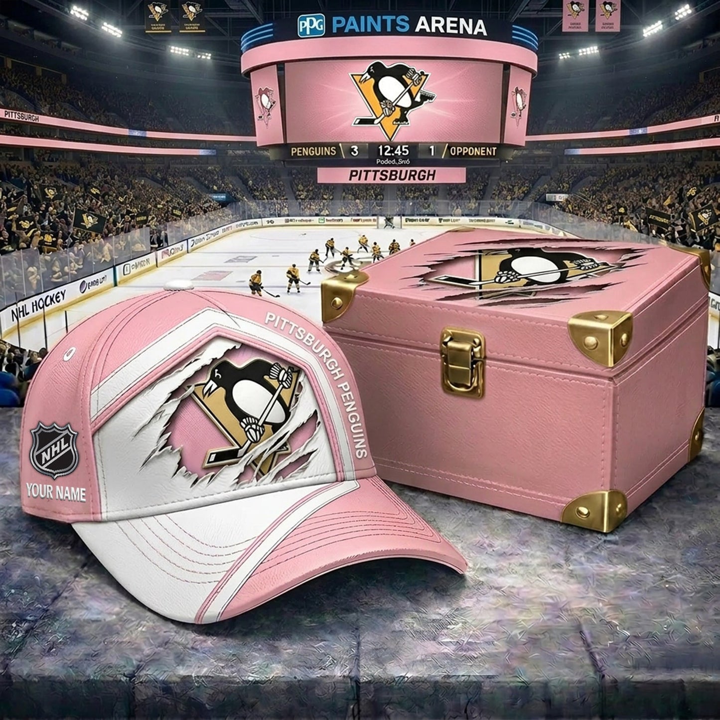 Signature Series NHL x PP BESPOKE PASTEL PINK CRACK CUSTOM NAME HAT V03 NDT NHM 280426