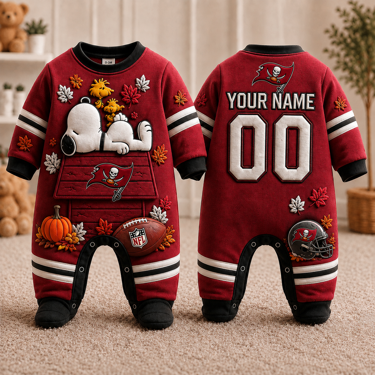 TBB_Personalized NFL Football Baby Onesie – Custom Name & Number