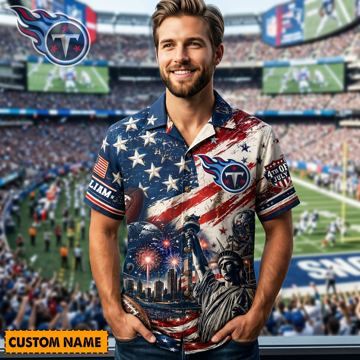 TEN X PREMIUM NFL Personalized Proud American Hawaiian Shirt 190626