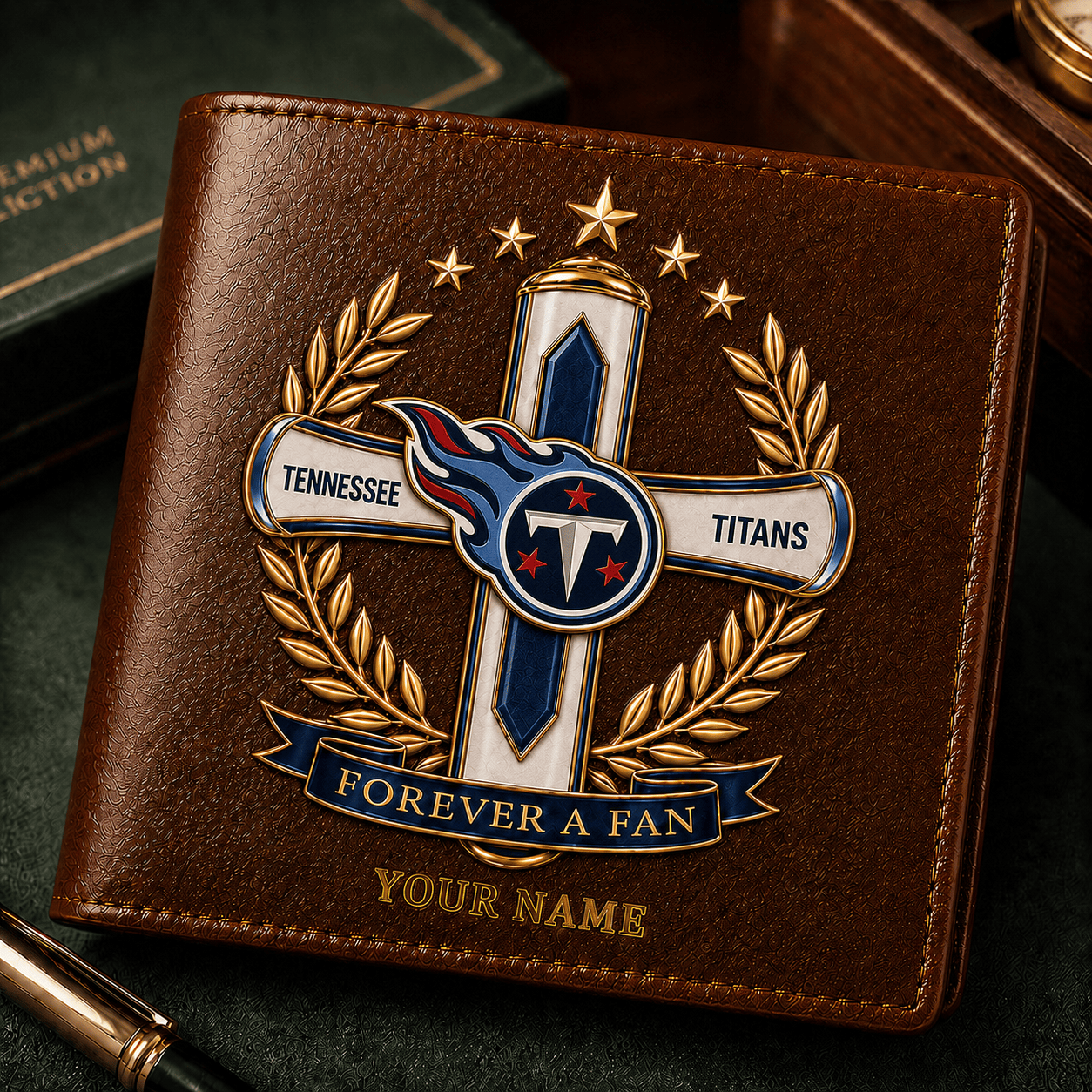 TT x NFL Cross Men Leather Wallet Custom Any Name Gifts 220626