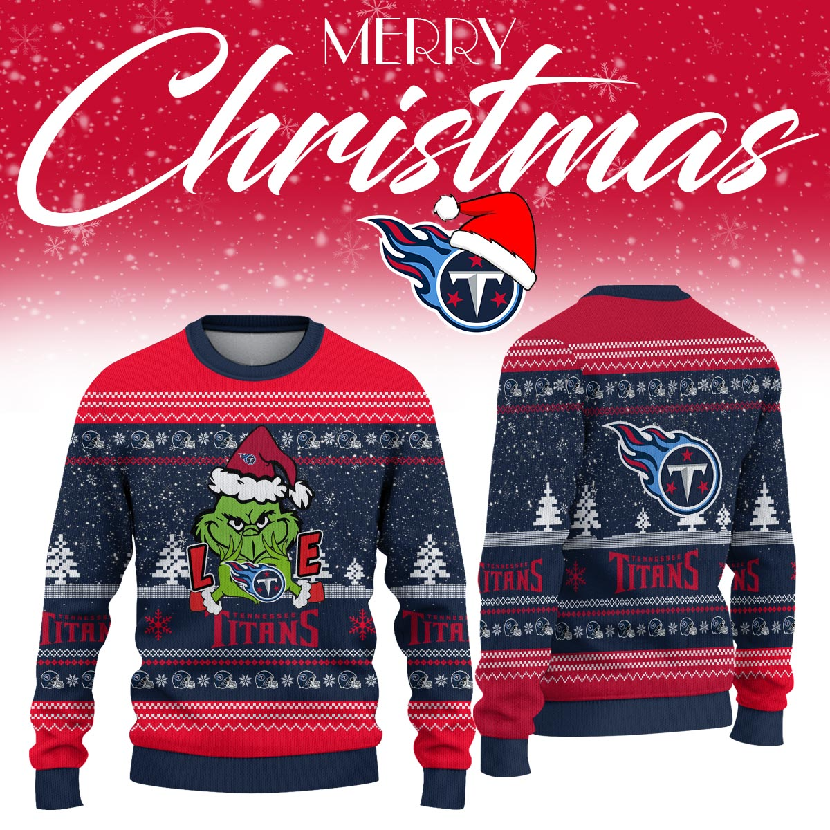 TT x NFL Love Football Ugly Christmas Sweater DDT NTL
