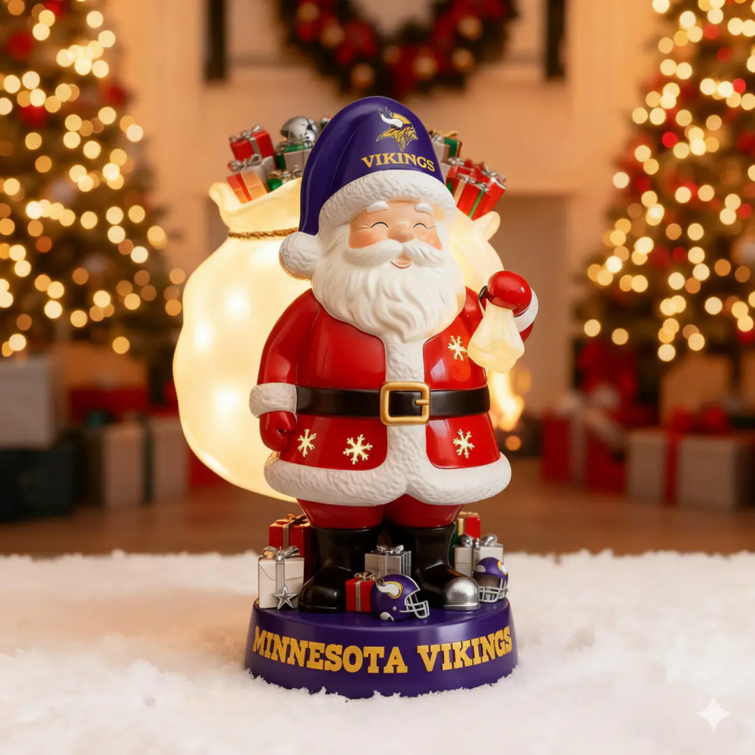 UNIQUE NFL X VIKI Santa Claus LED NITE Holiday Statuary NDT NHM
