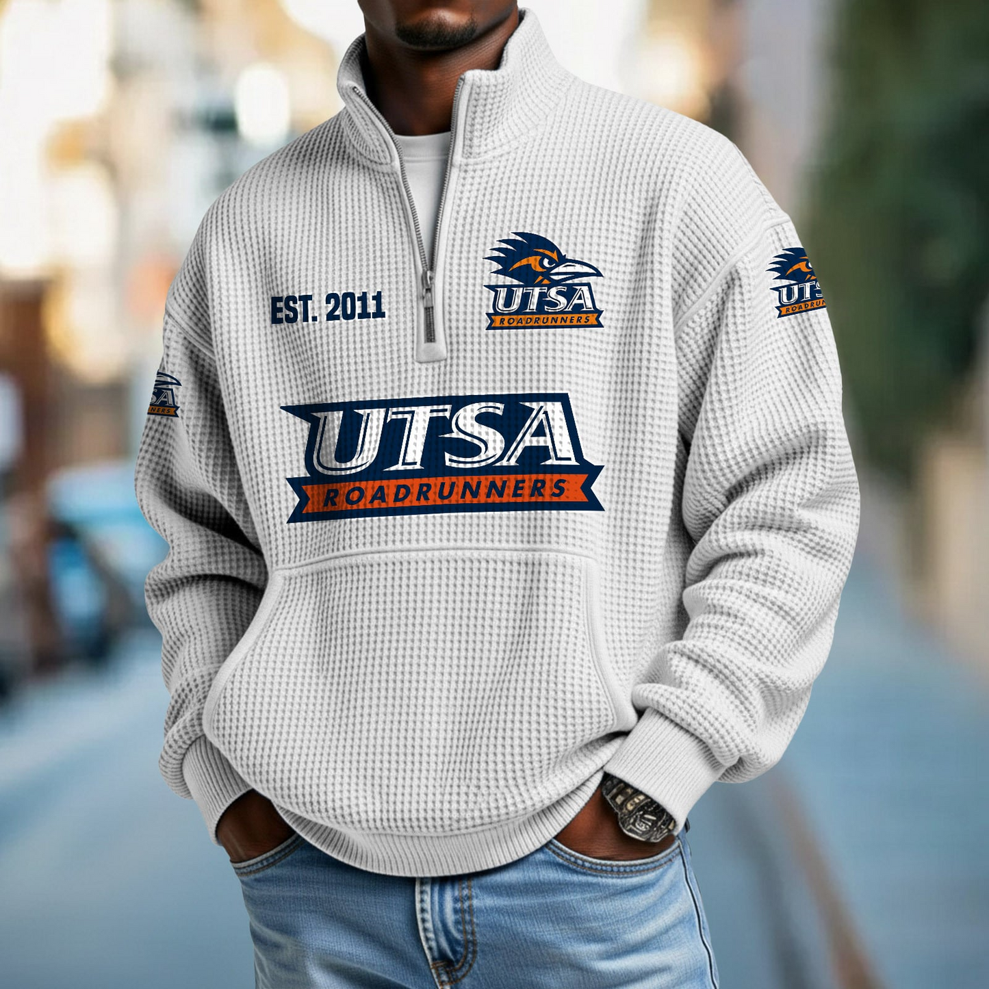UTSA x College Football - Waffle Stand Collar Half Zip Sweatshirt DatND DVT