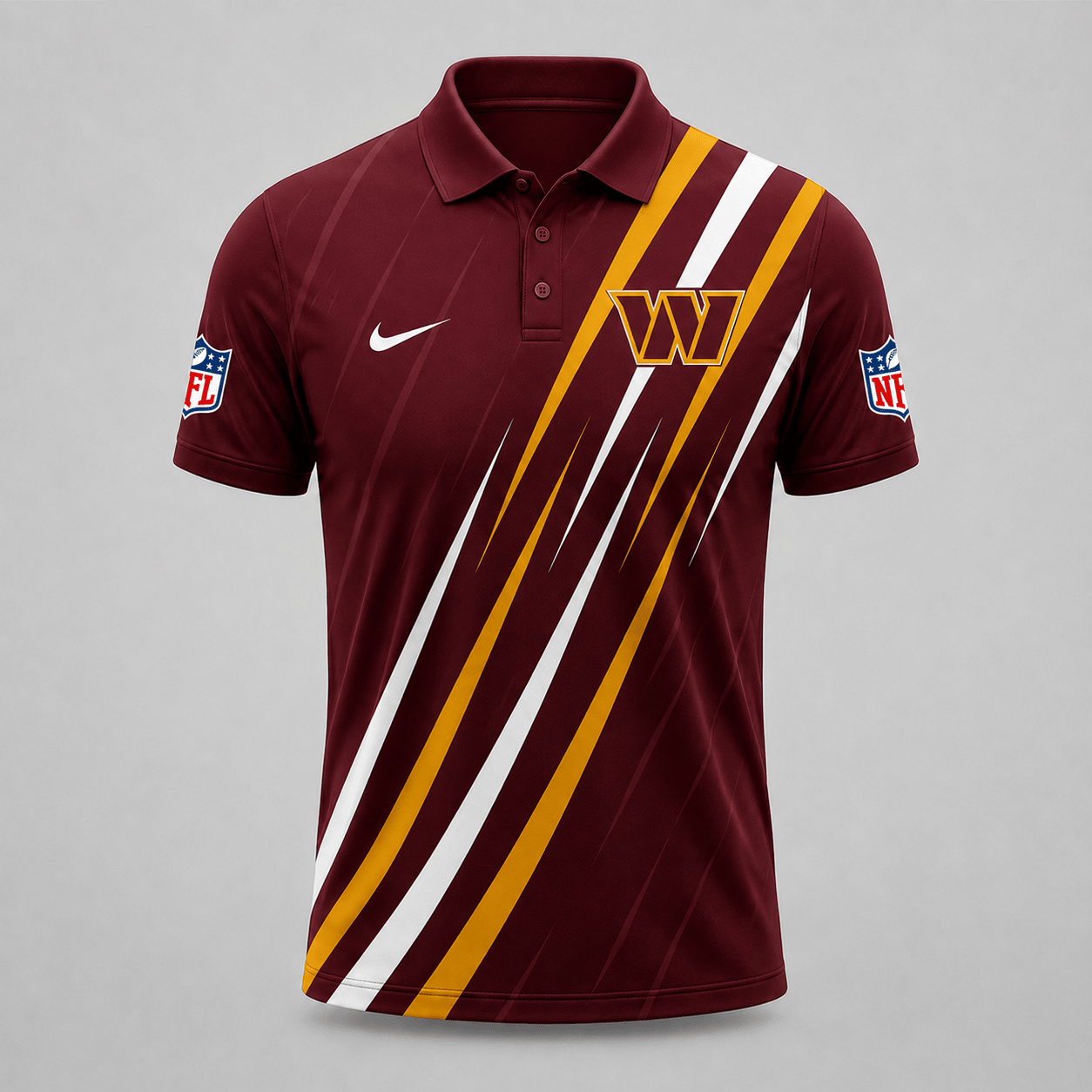 WAS x NFL Premium Athletic Stripe Polo Shirt