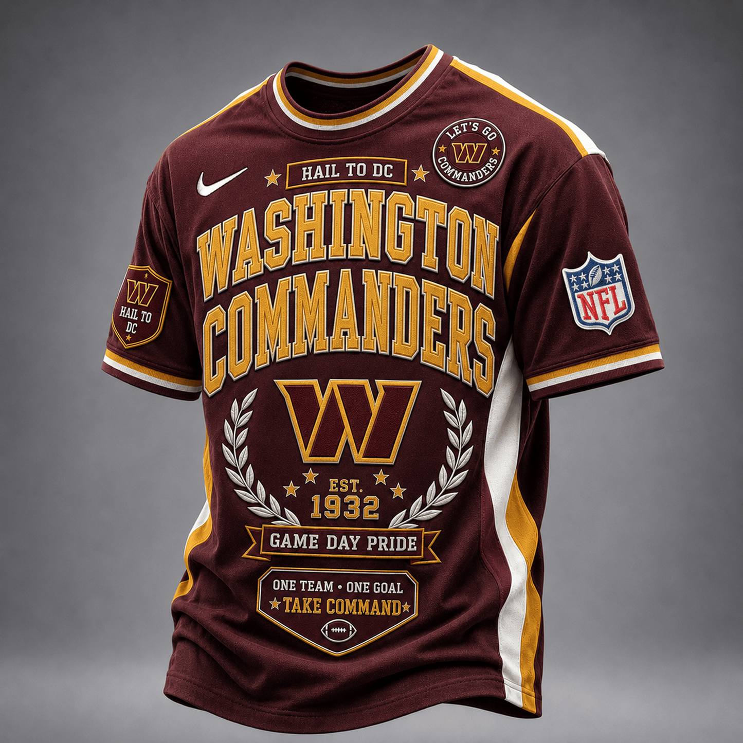 WAS x NFL Premium Classic Game Day Football T-Shirt