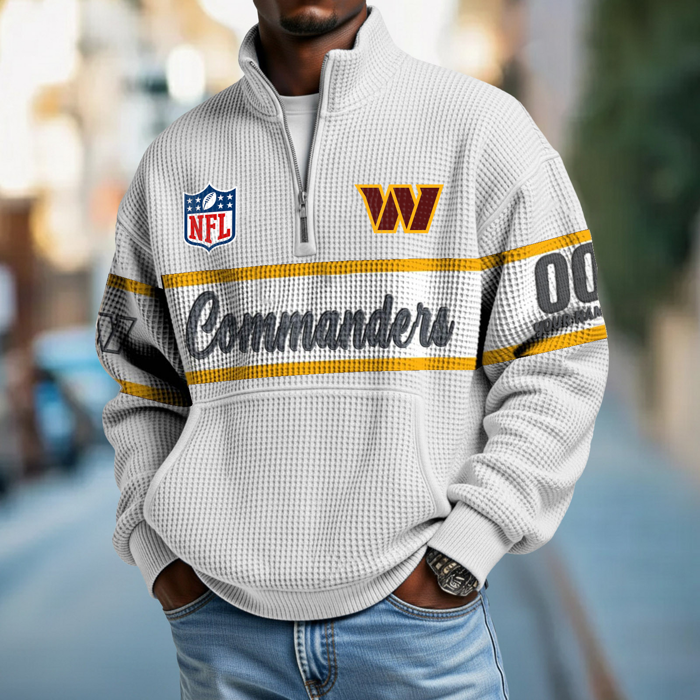 WAS x NFL Quarter-Zip Waffle Pullover DATND TANTD