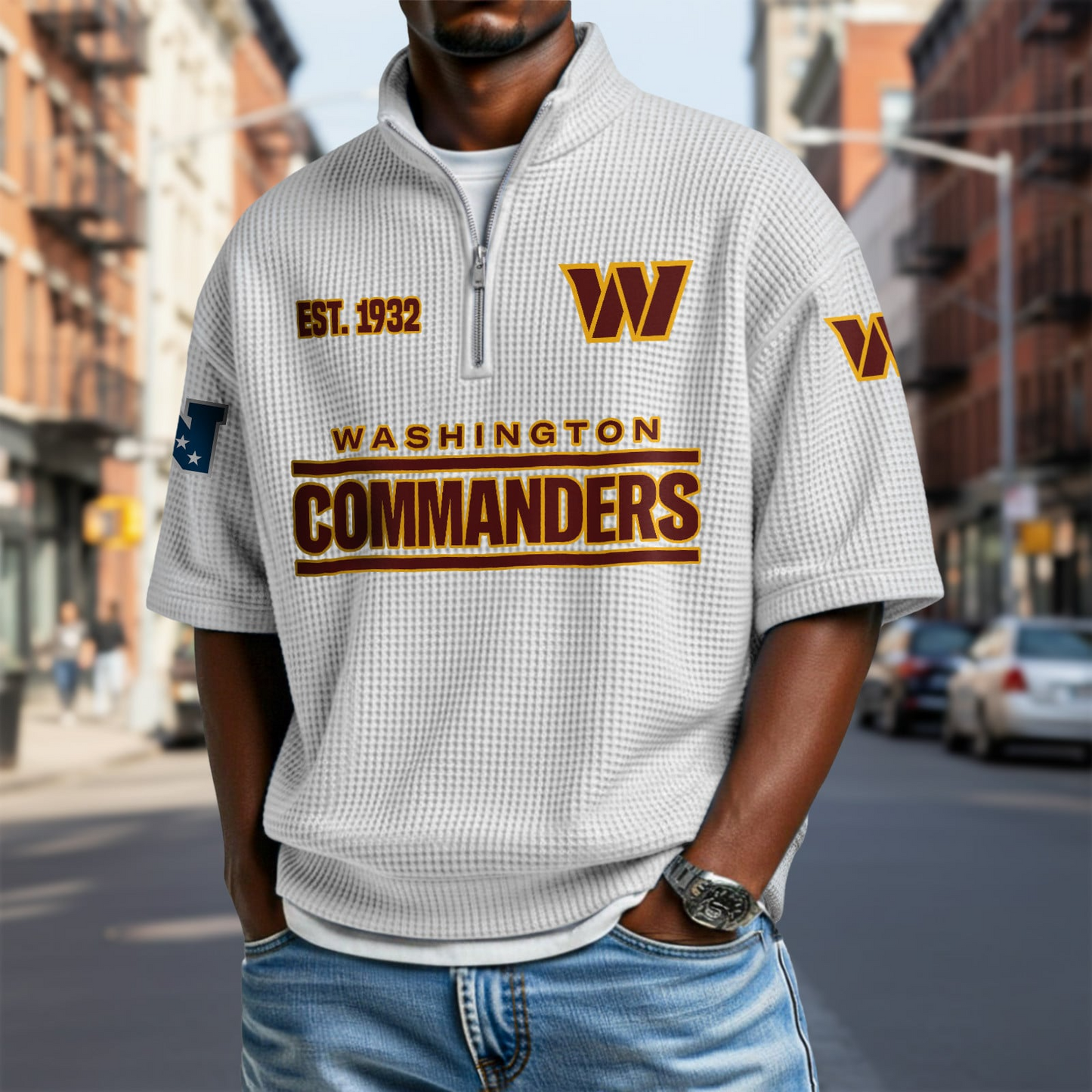 WAS x NFL Waffle Short Sleeve Polo Shirt DatND DVT
