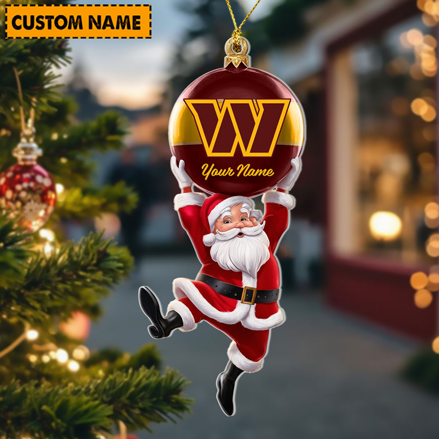 WAS x Personalized NFL Acrylic Ornament Christmas DATND TANTD
