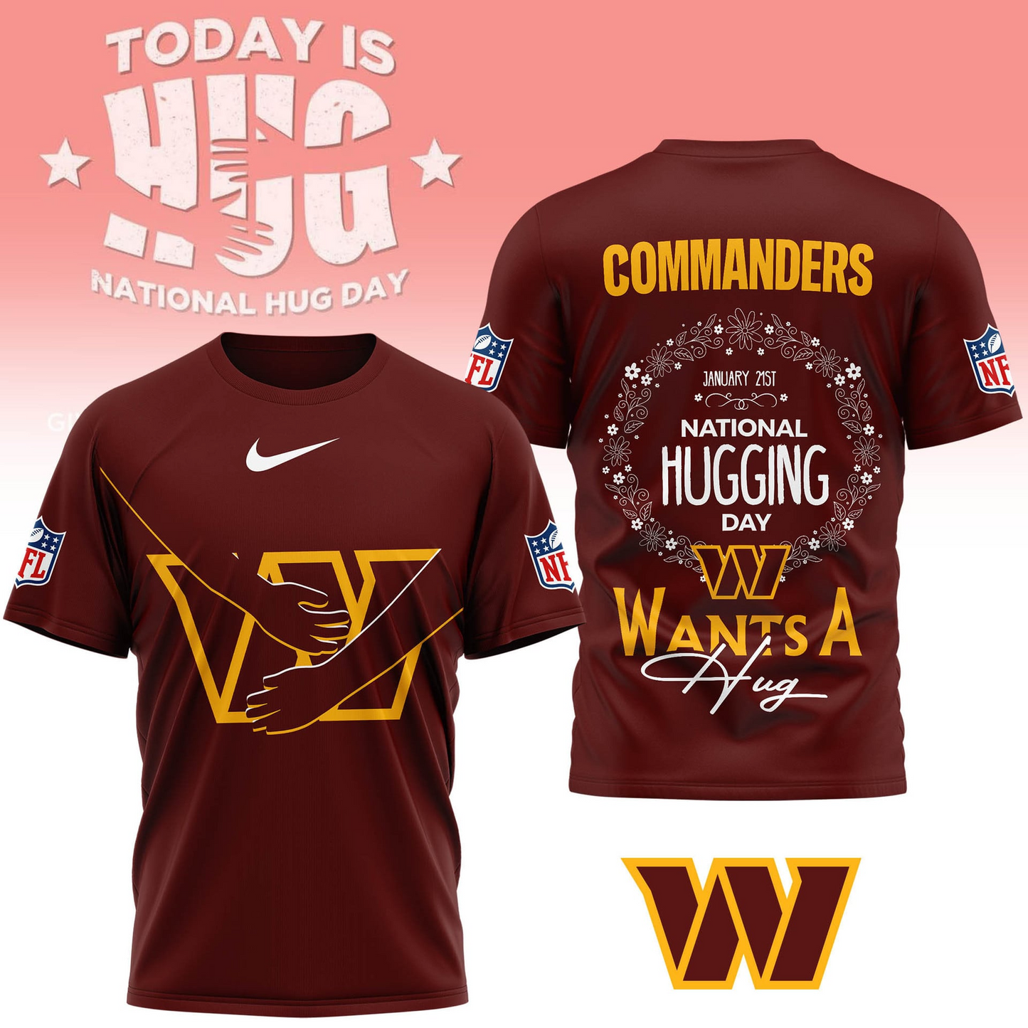 WC Premium NFL National Hugging Day 3D Shirt DDT NTL