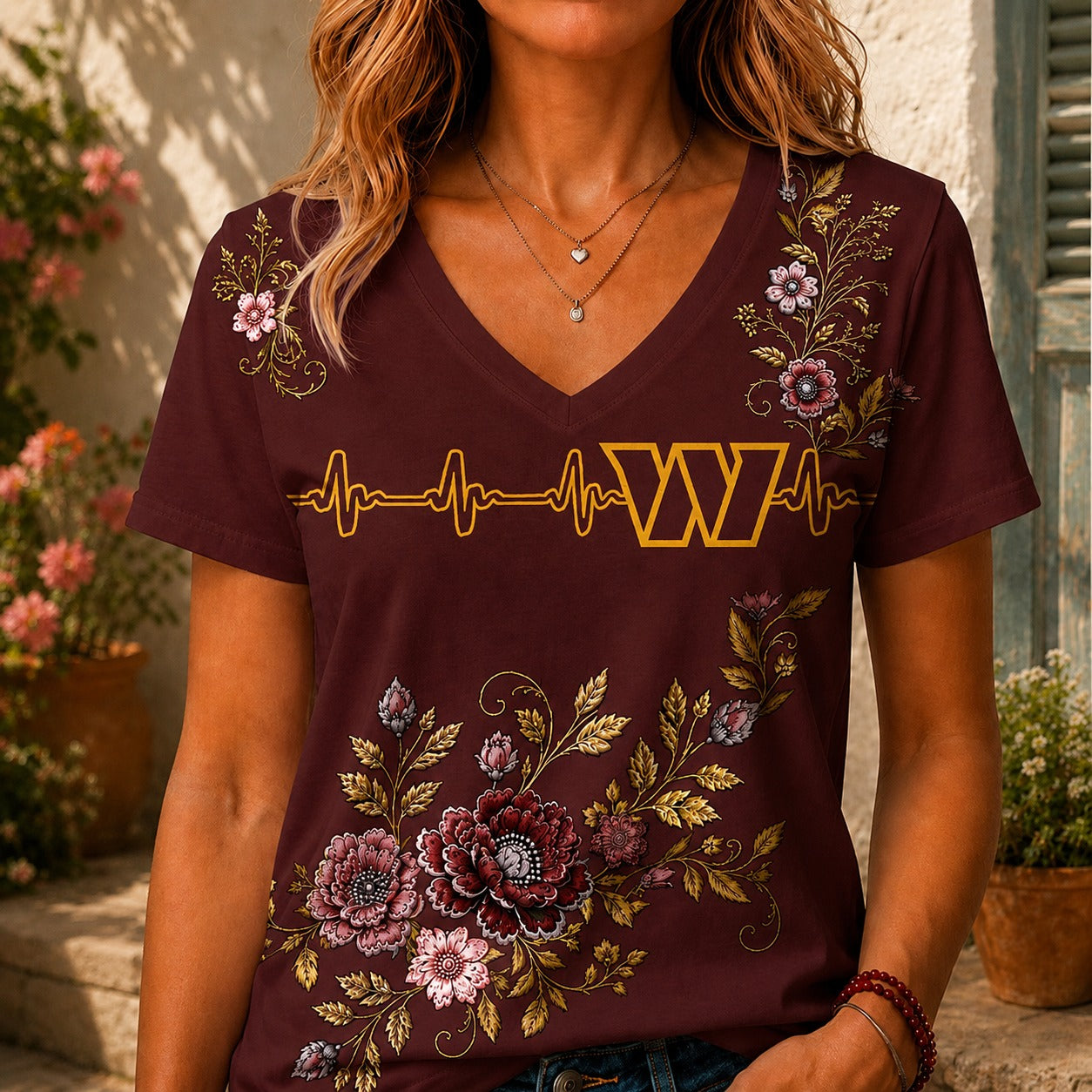 WC x NFL Luxury Women V-Neck Shirt