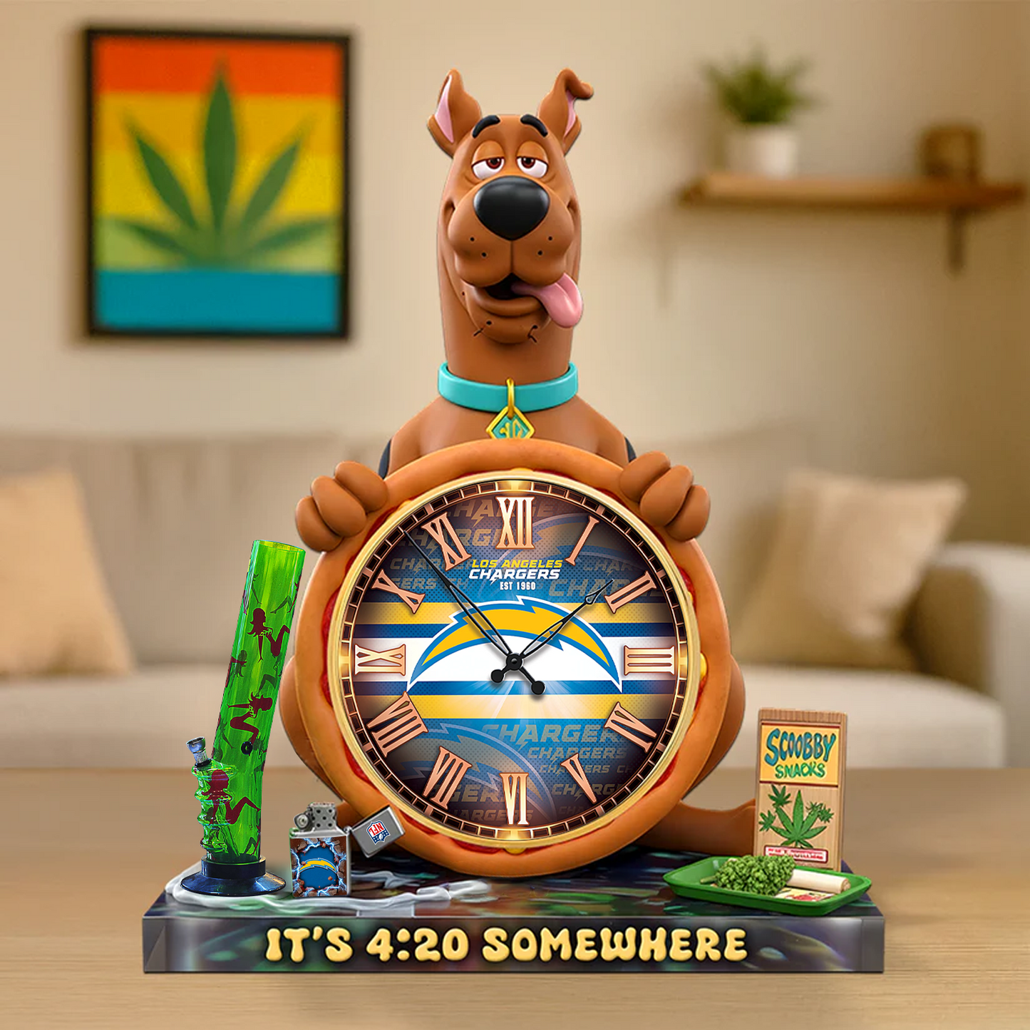 A Playful Pup Desk Clock Plaque - CHRISTMAS SCOOBIDO- LAC Gift For Weed Lovers NDT TDT